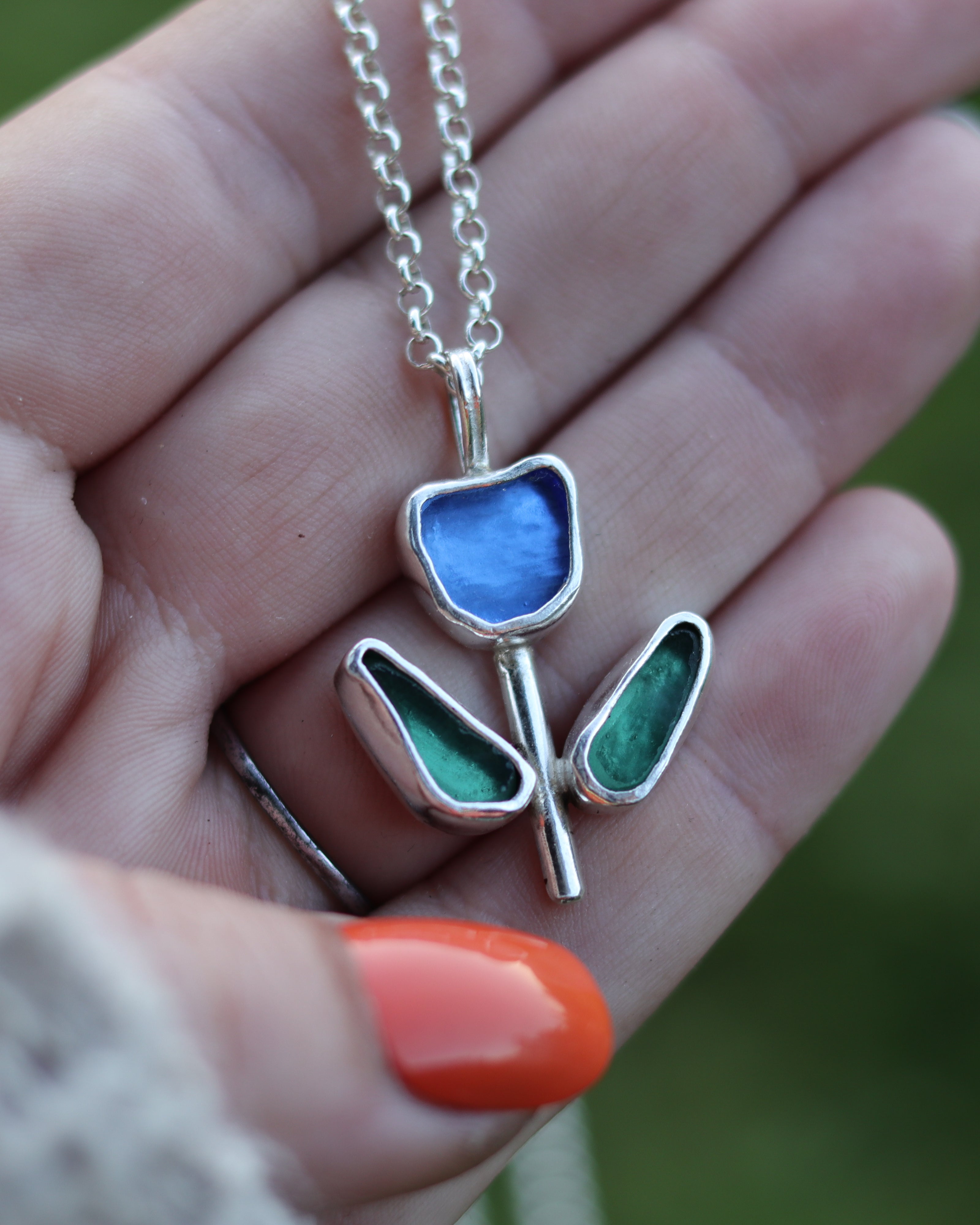 Blue Tulip Necklace