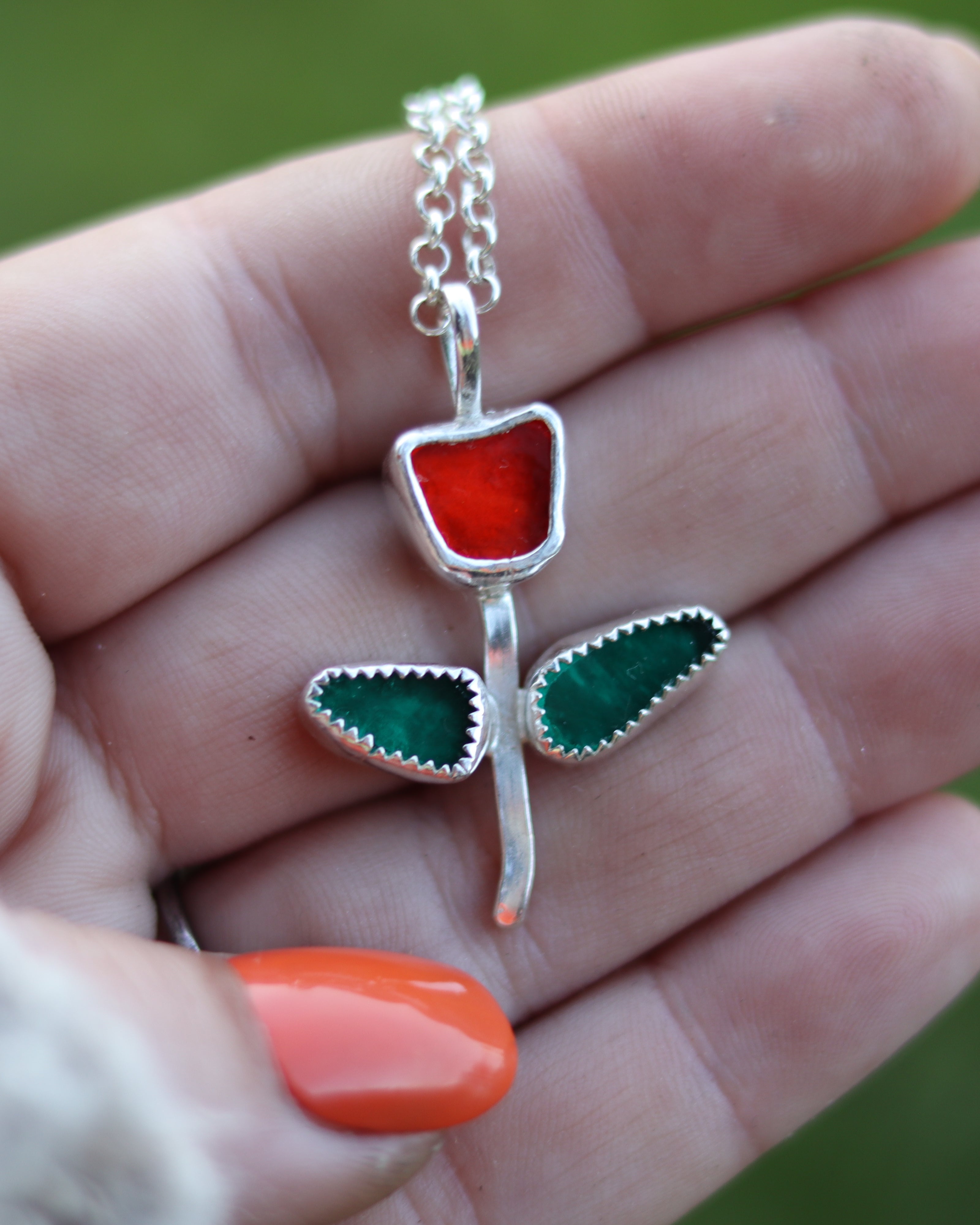 Orange Tulip Necklace