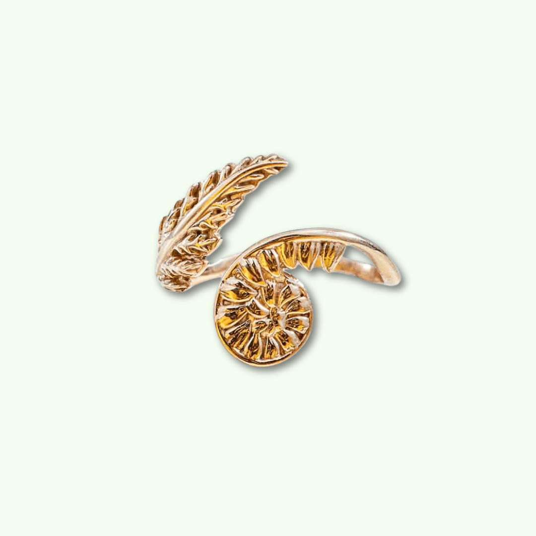 Adjustable Fern Sterling Silver or Bronze Ring - Kowhai and Sage