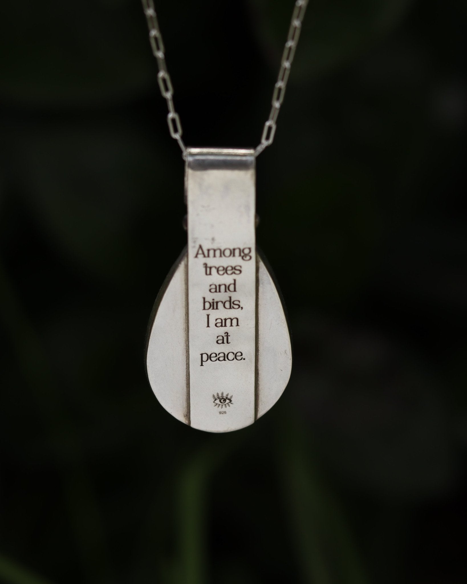 Among Trees and Birds, I am at Peace Moss Agate Necklace - Kowhai and Sage