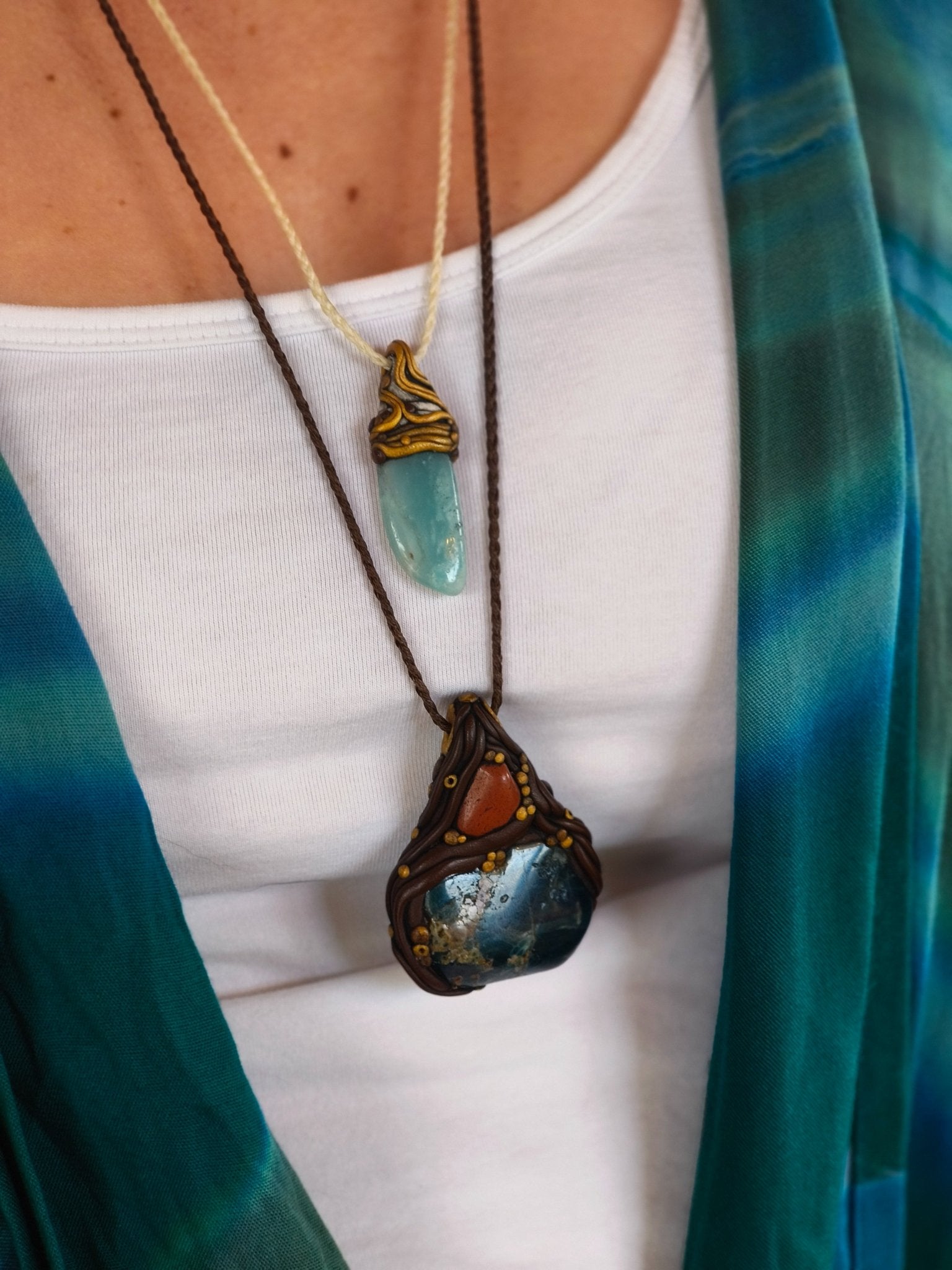 Apatite and Red Jasper Necklace - Kowhai and Sage