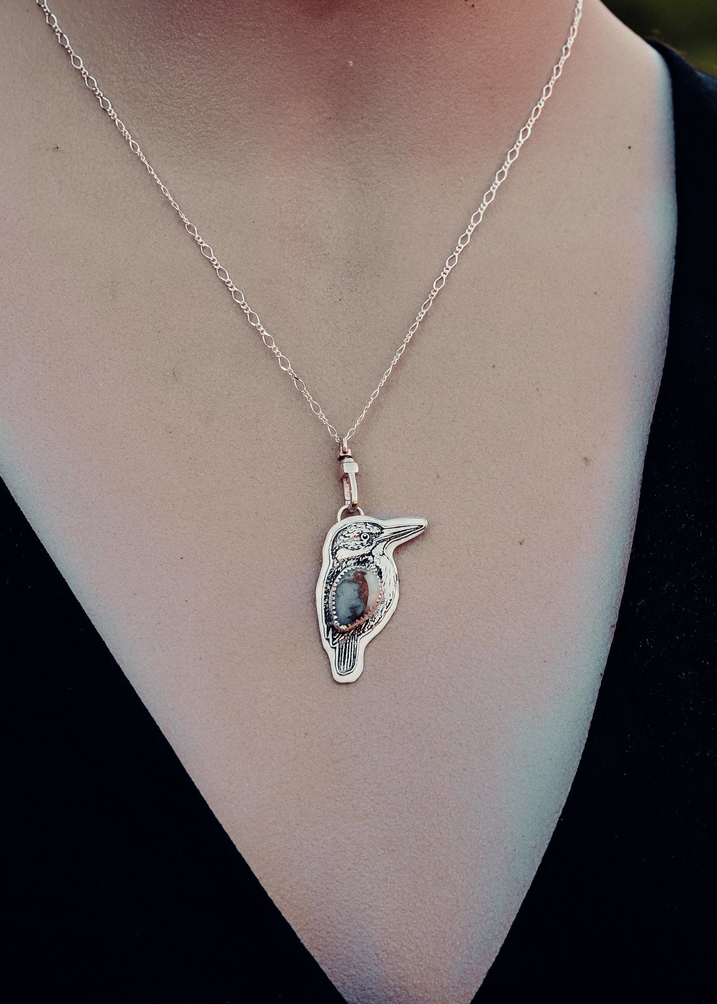 Brecciated Turquoise Kingfisher Necklace - Kowhai and Sage