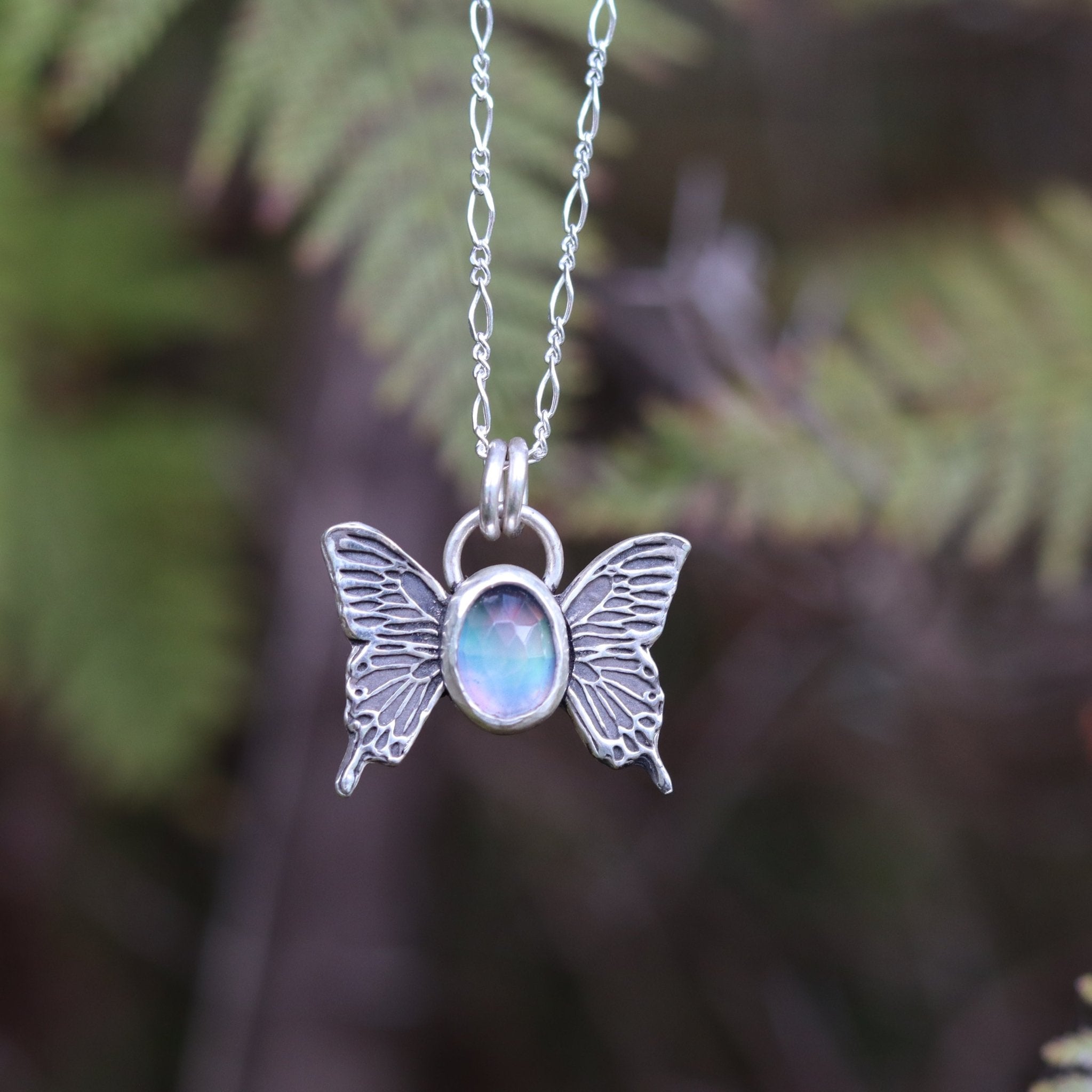 Butterfly Opal Necklace - Kowhai and Sage