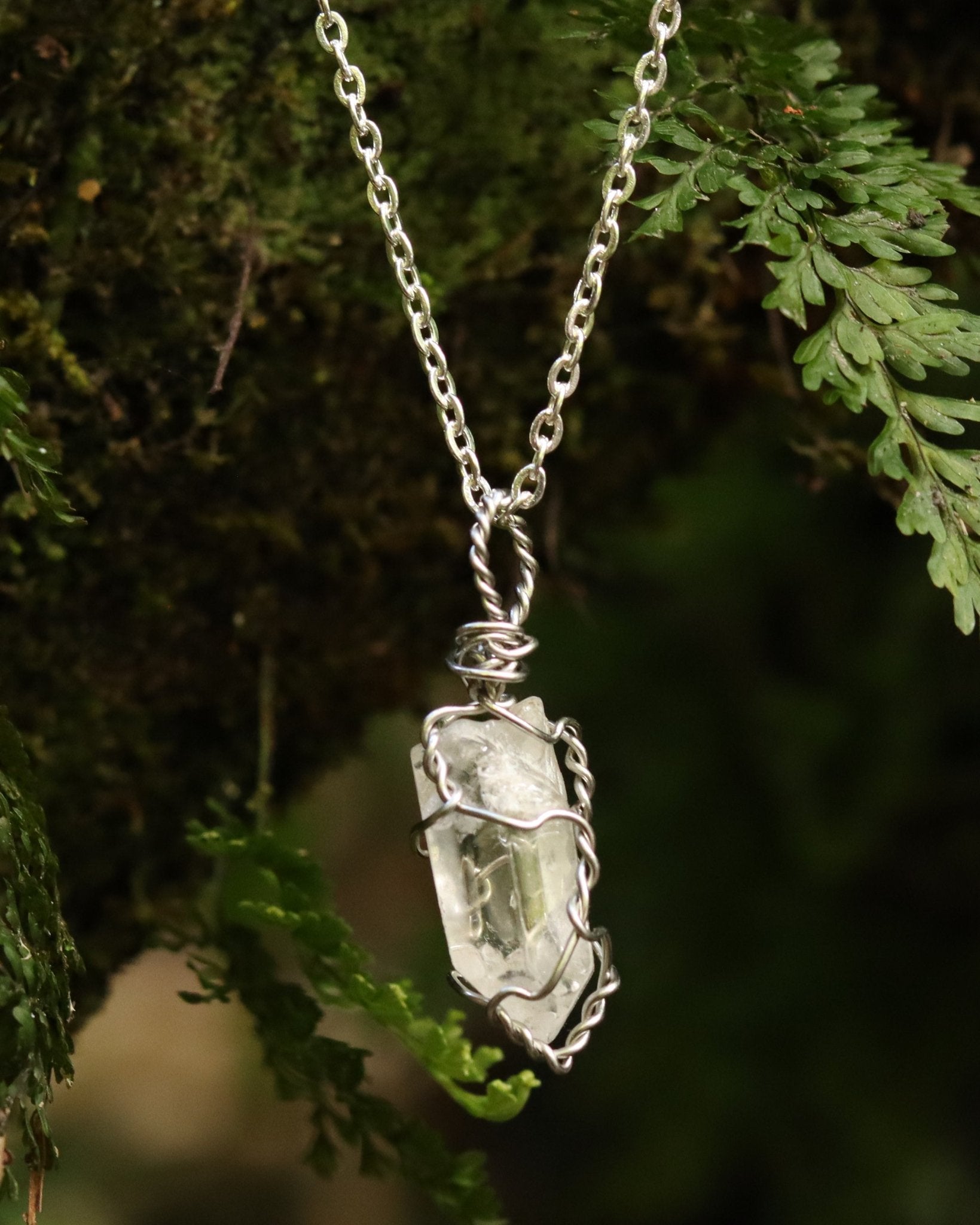 Clear Quartz Necklace - Kowhai and Sage