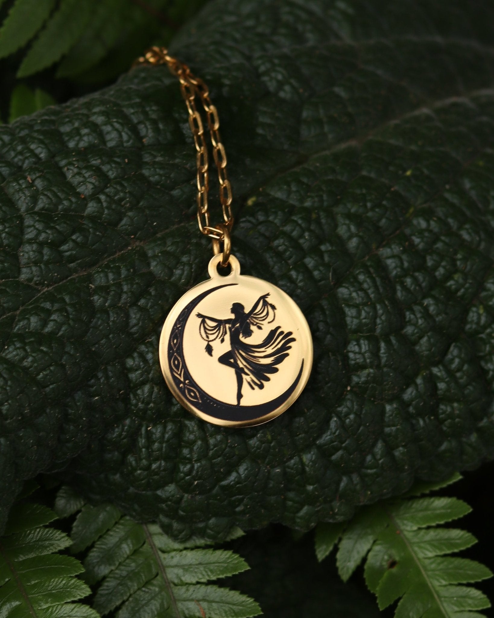 Dancing with the Moon Necklace - Kowhai and Sage