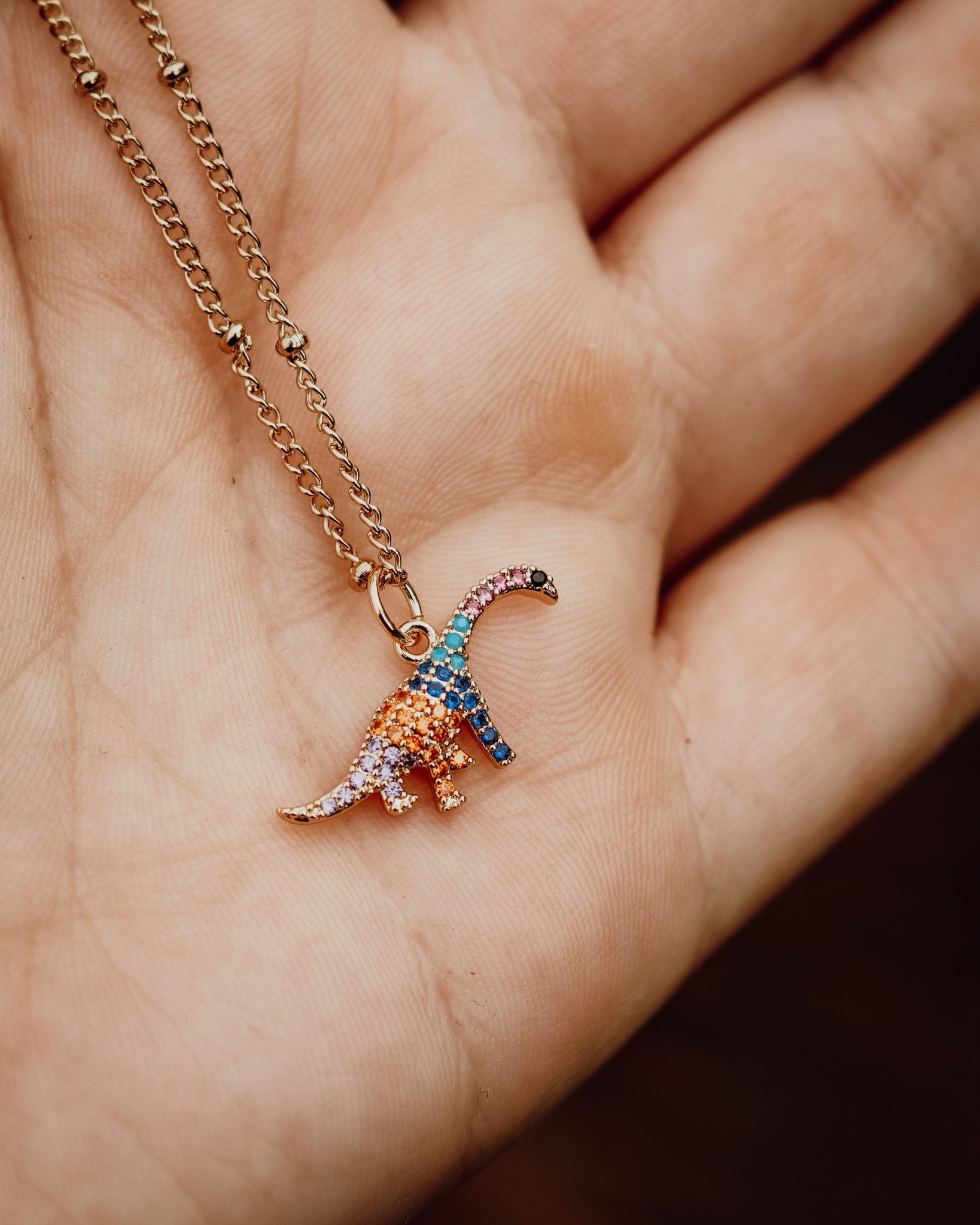 Dinosaur Necklace - Kowhai and Sage