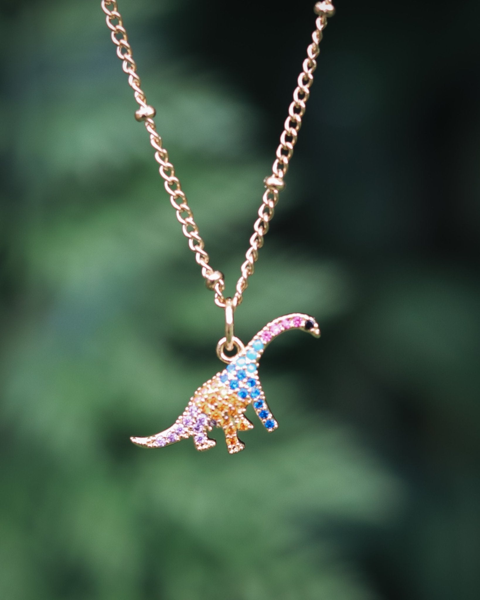 Dinosaur Necklace - Kowhai and Sage