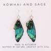 Emerald Butterfly Wing Earrings - Kowhai and Sage