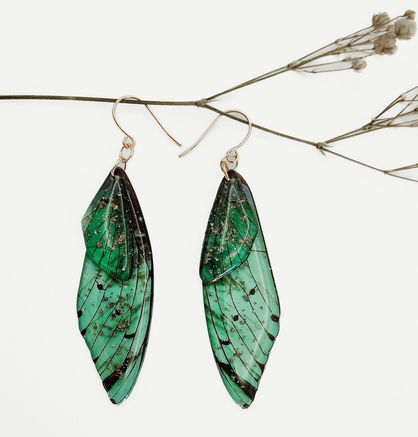 Fairy / Butterfly Wing Earrings - Kowhai and Sage