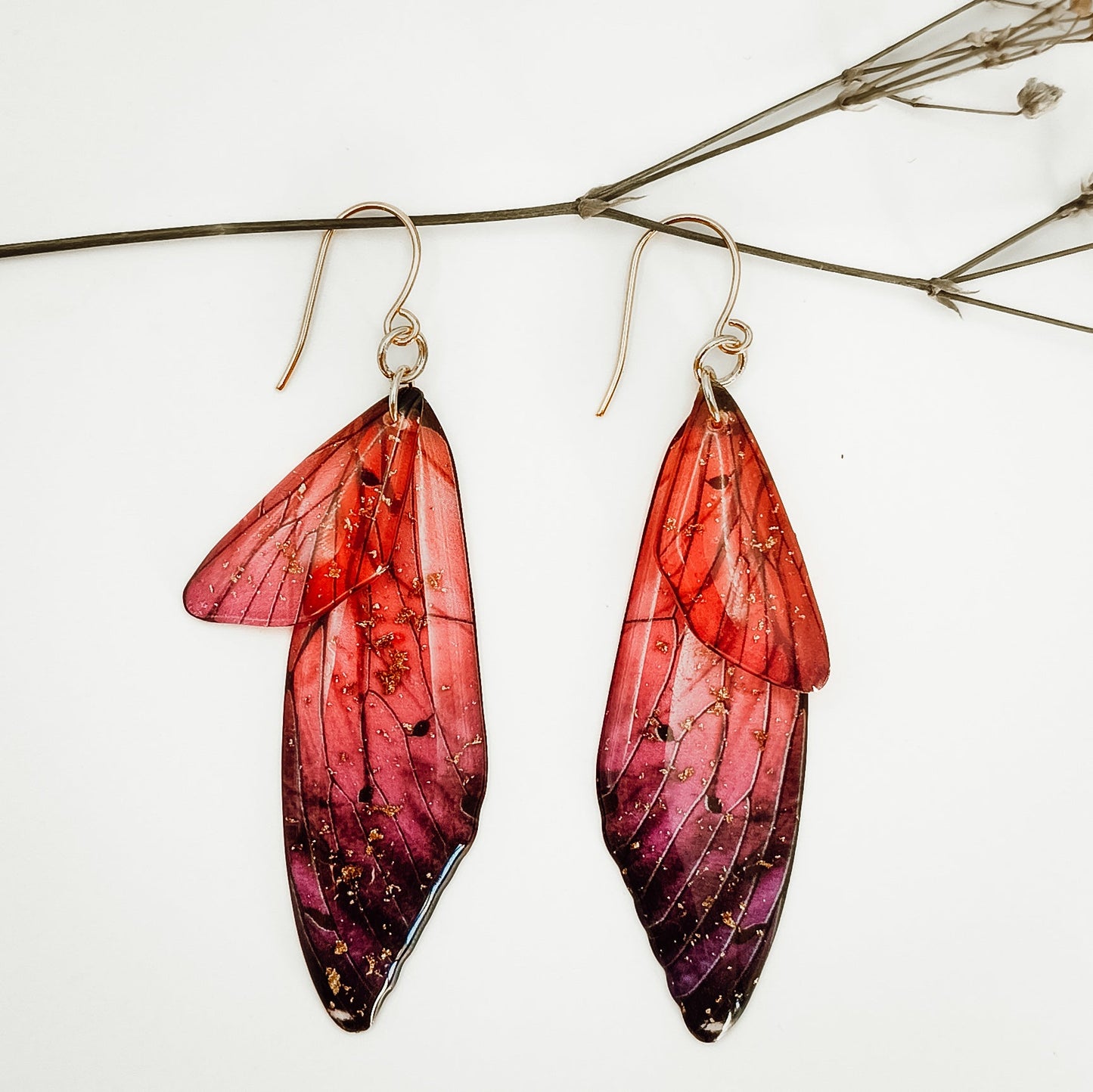 Fairy / Butterfly Wing Earrings - Kowhai and Sage
