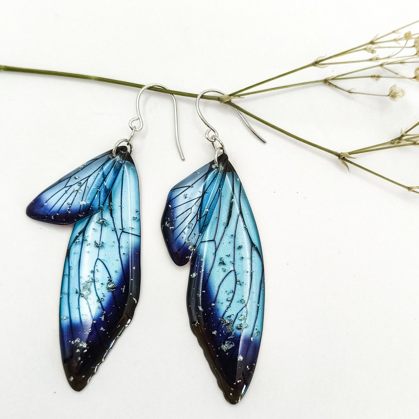 Fairy / Butterfly Wing Earrings - Kowhai and Sage