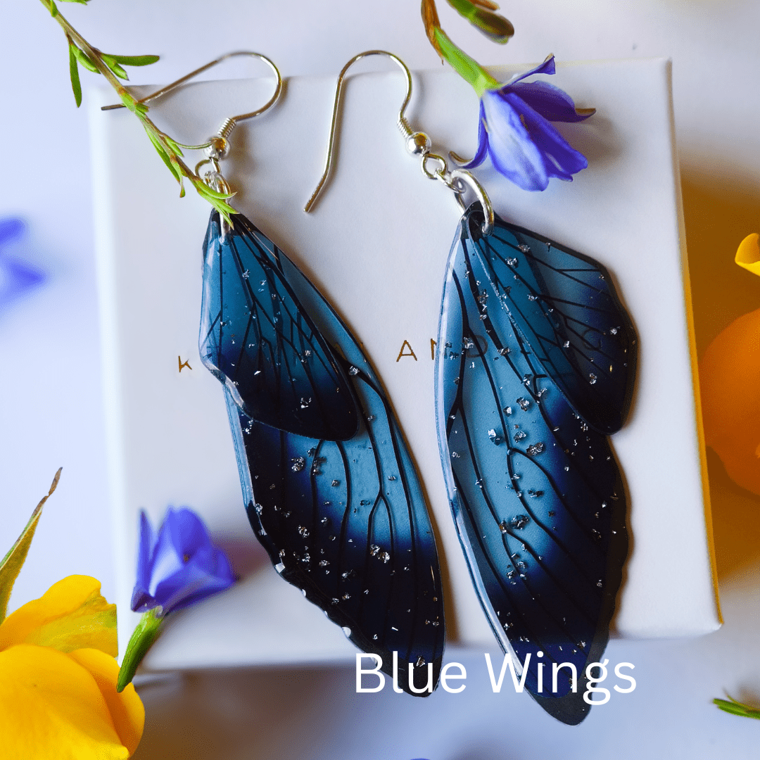 Fairy / Butterfly Wing Earrings - Kowhai and Sage