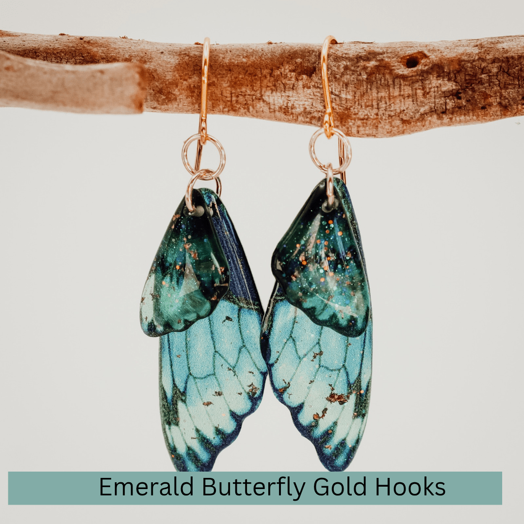 Fairy / Butterfly Wing Earrings - Kowhai and Sage