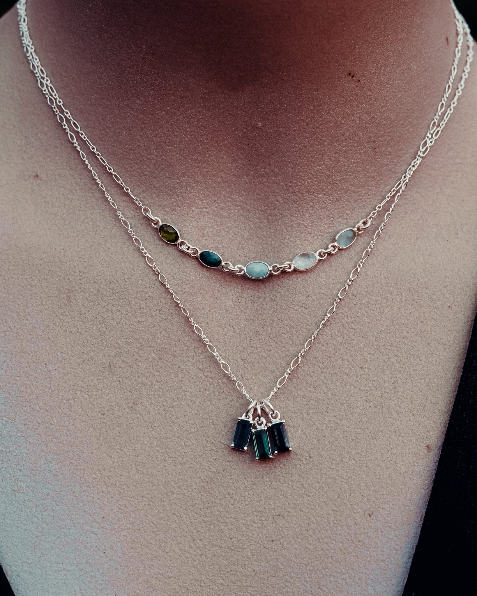 Family Tree Sterling Silver Custom Birthstone Necklace - Kowhai and Sage