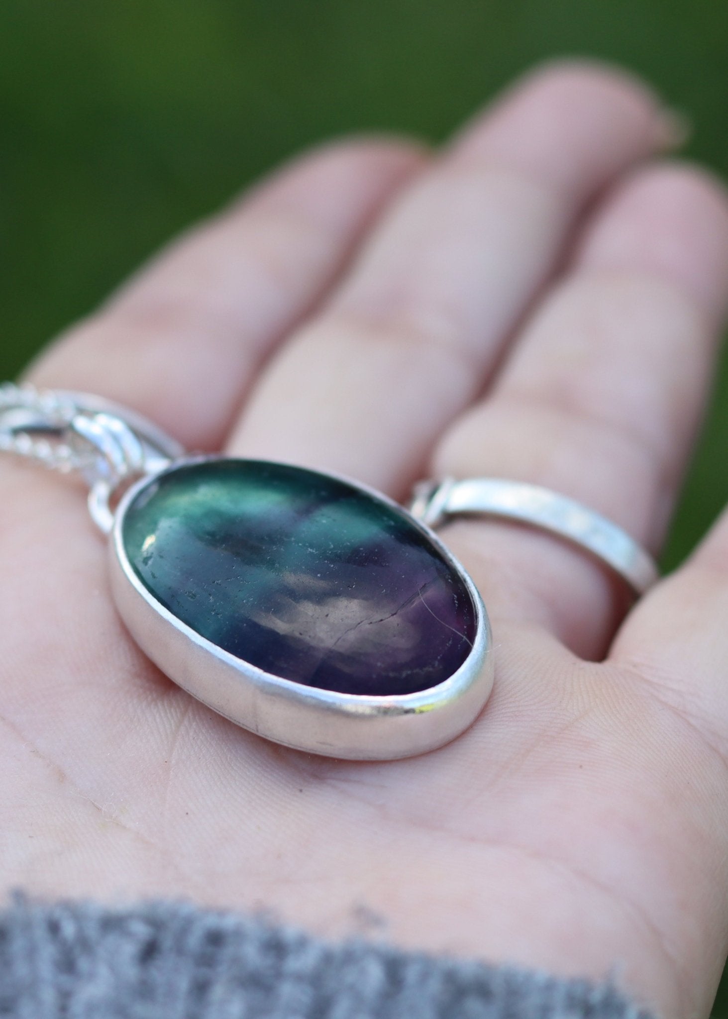 Fluorite Necklace - Kowhai and Sage