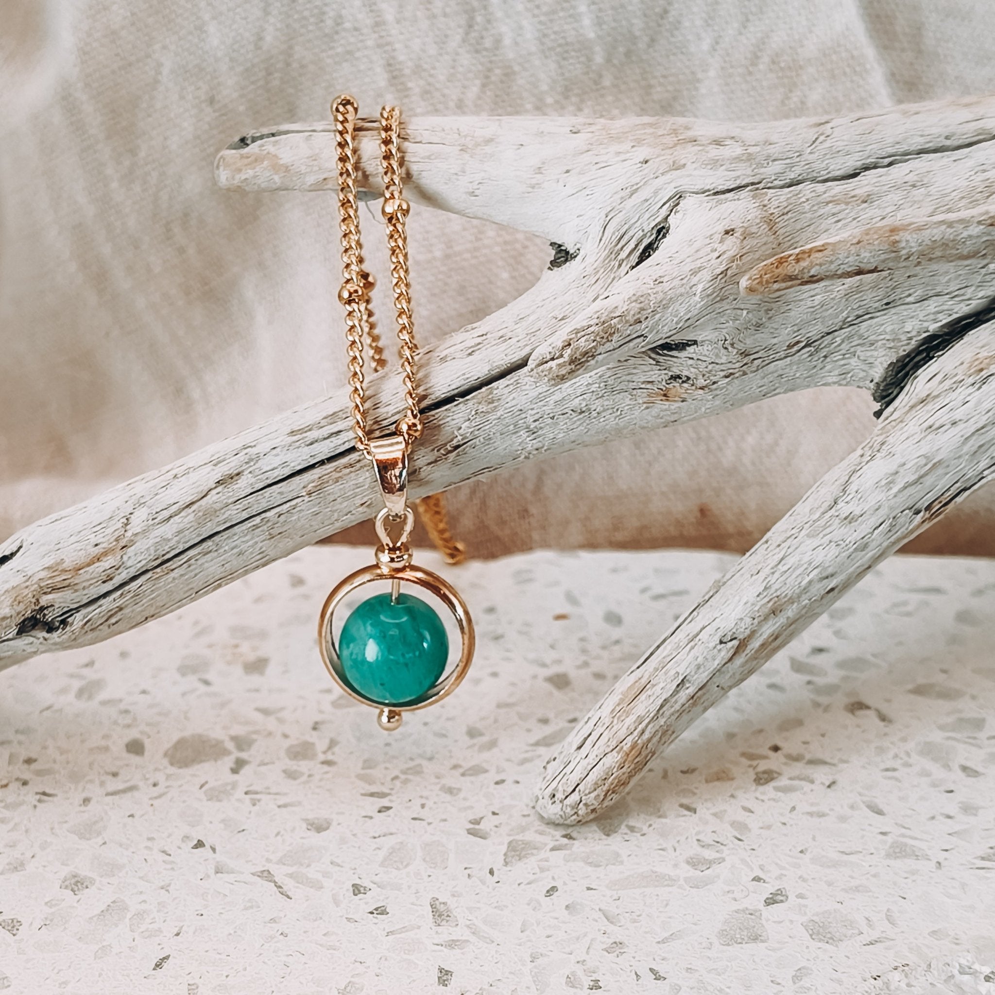 Gold Crystal Spinning Bead Fidget Necklace - Kowhai and Sage