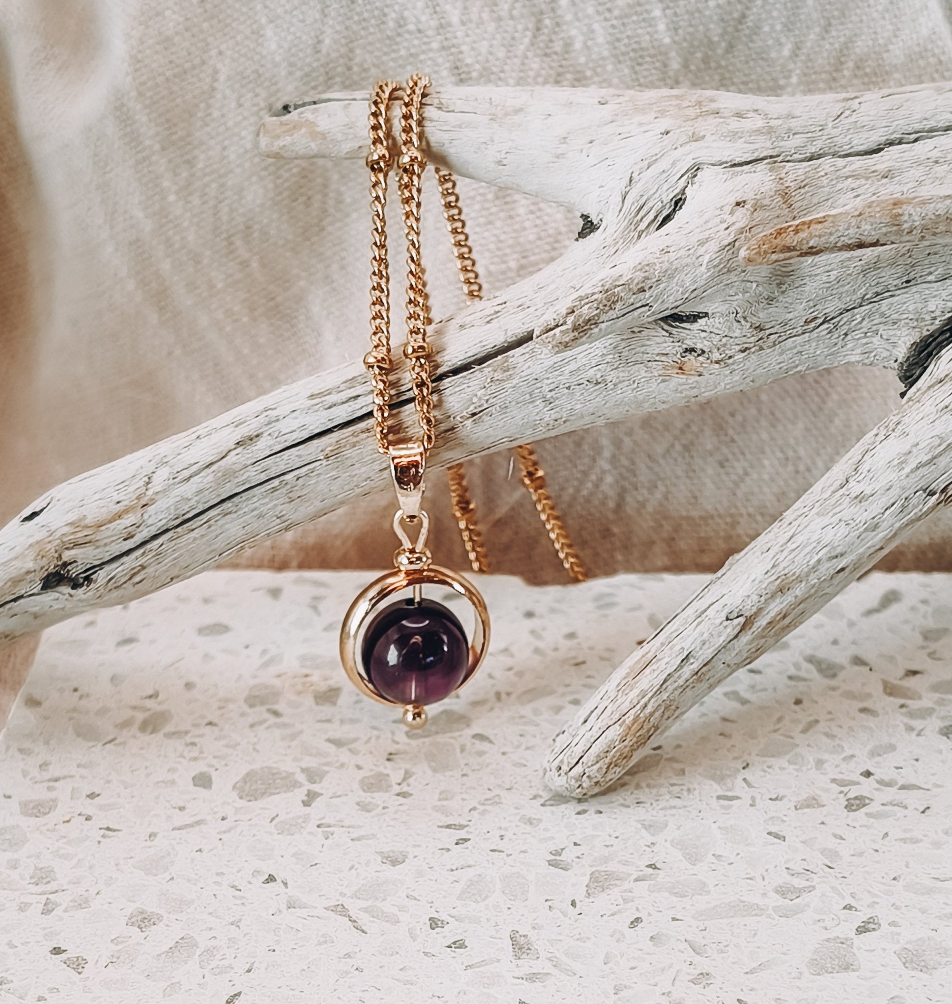 Gold Crystal Spinning Bead Fidget Necklace - Kowhai and Sage