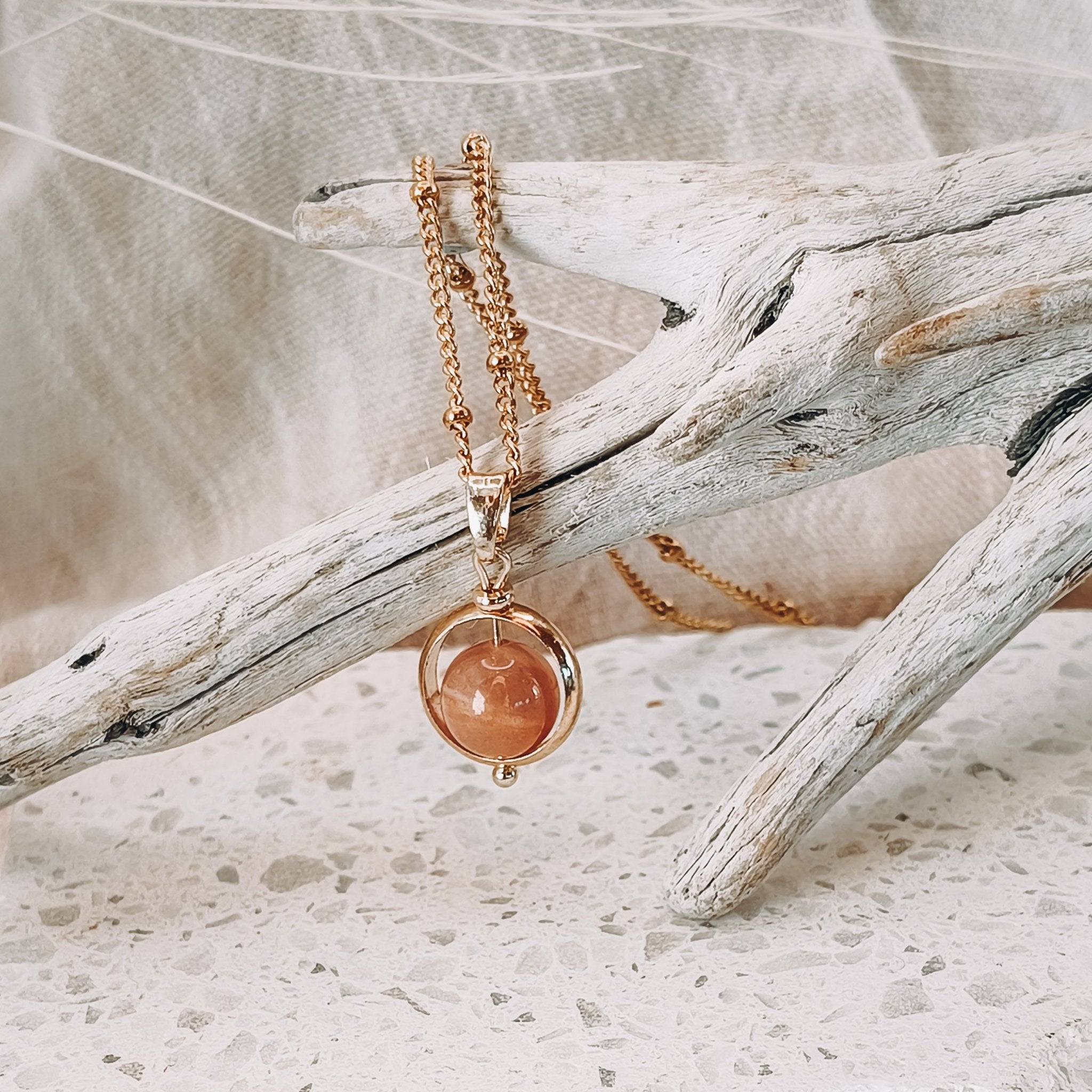 Gold Crystal Spinning Bead Fidget Necklace - Kowhai and Sage