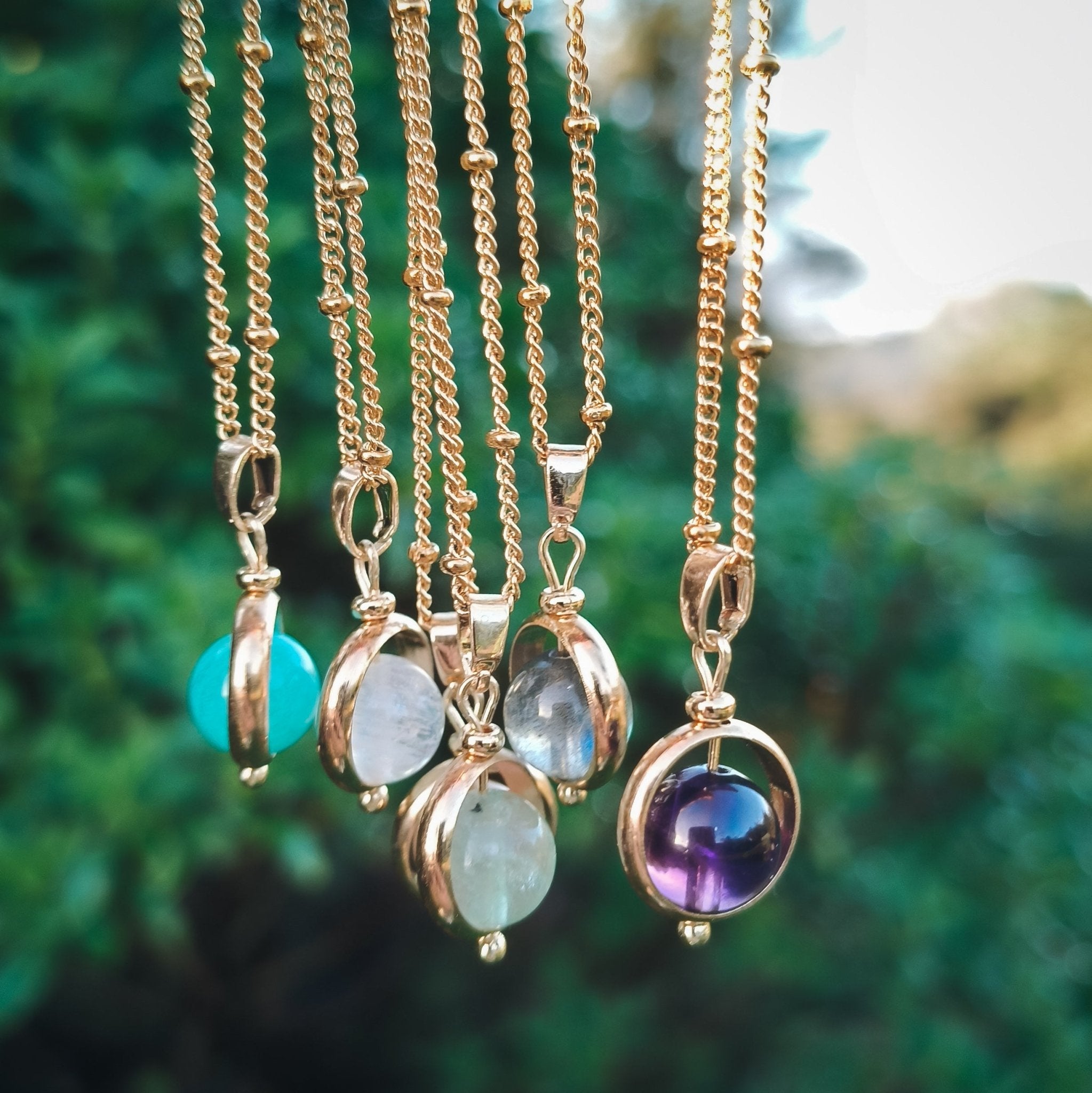 Gold Crystal Spinning Bead Fidget Necklace - Kowhai and Sage