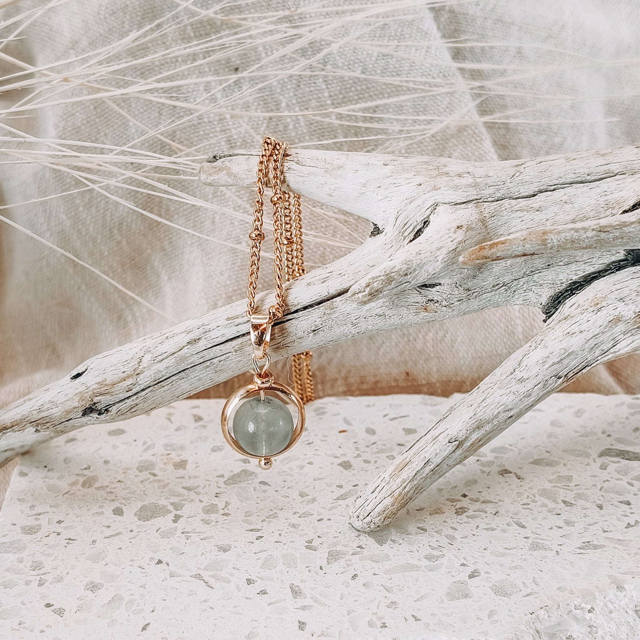 Gold Crystal Spinning Bead Fidget Necklace - Kowhai and Sage