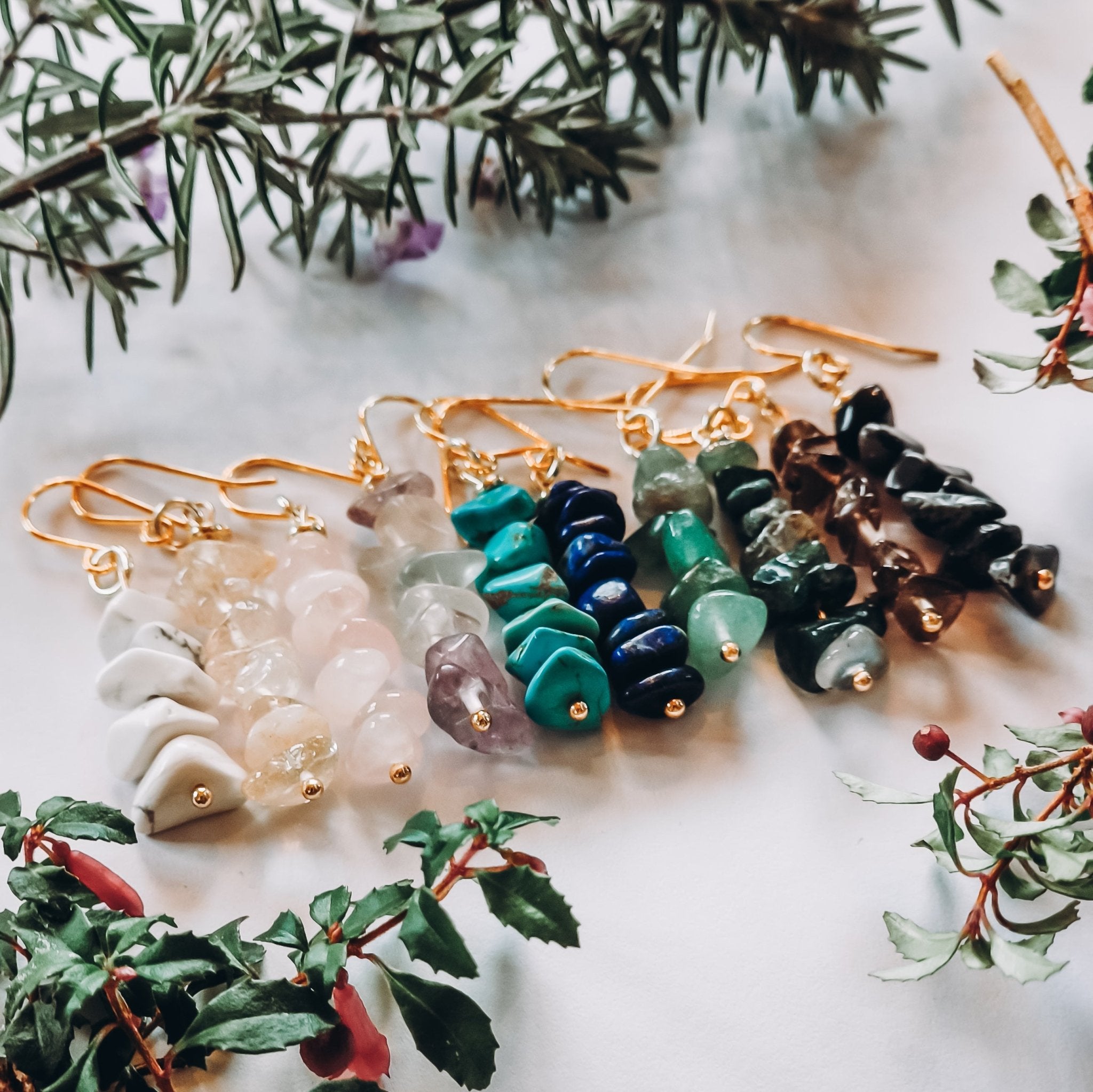 Gold Rockstack Earrings - Kowhai and Sage