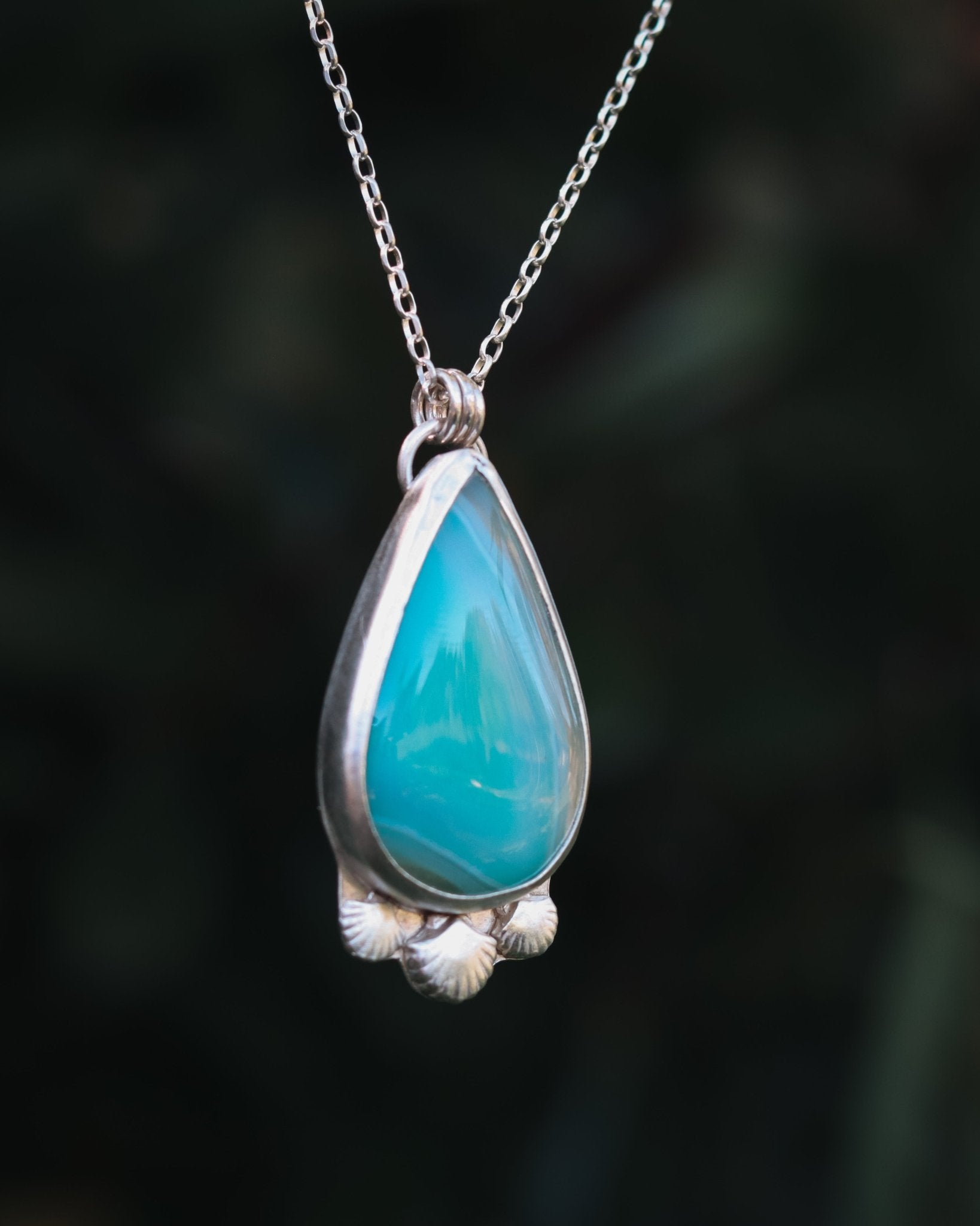 Green Agate Shell Necklace - Kowhai and Sage