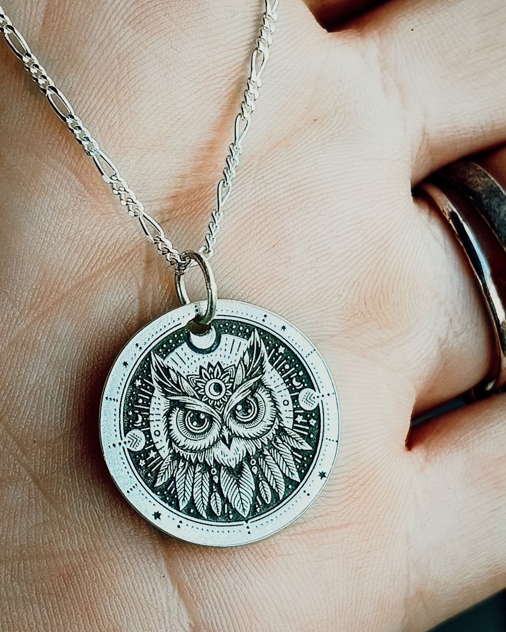Guided By Intuition Owl Necklace - Kowhai and Sage