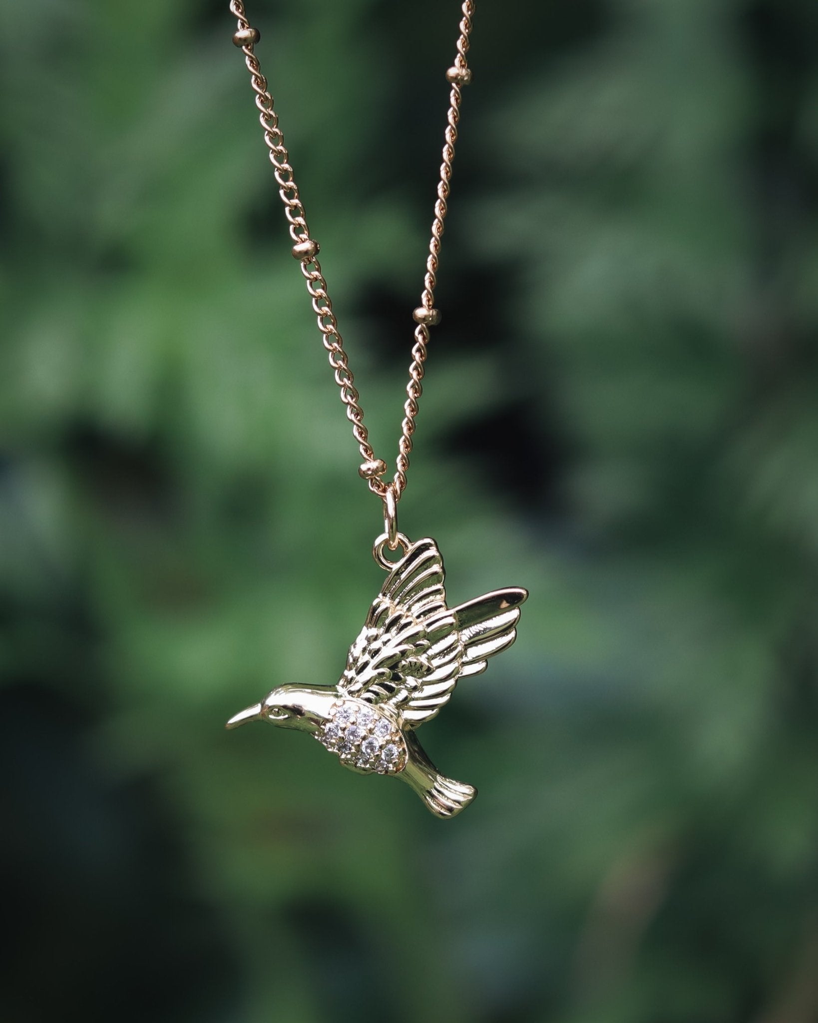 Hummingbird Necklace - Kowhai and Sage