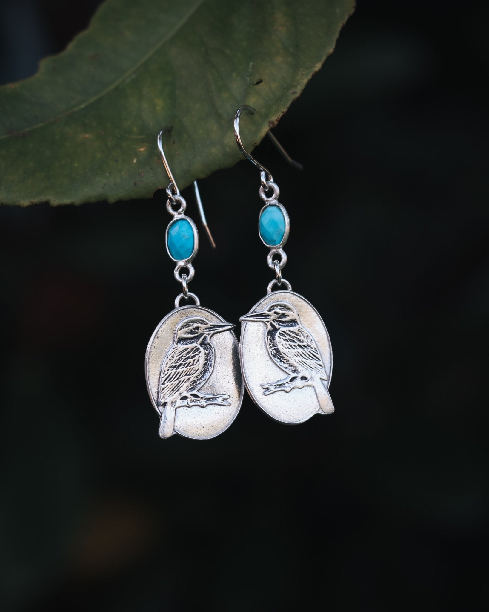 Kotare Kingfisher Turquoise Earrings - Kowhai and Sage