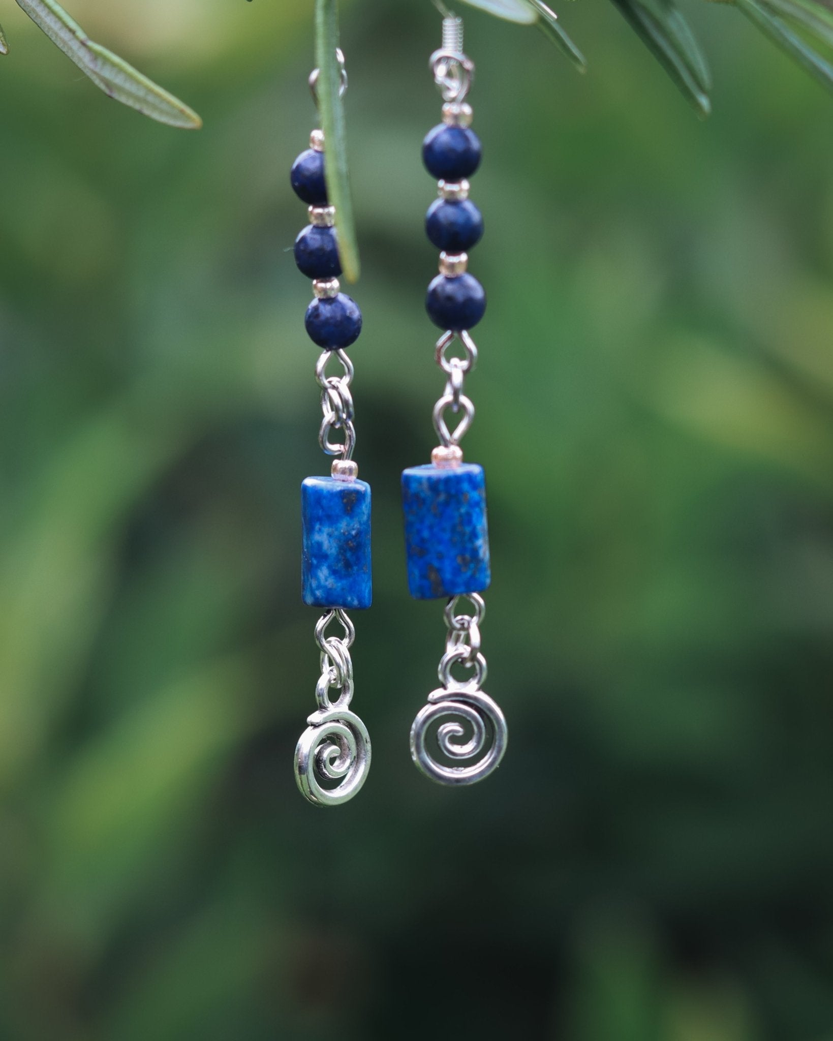 Lapis Lazuli Spiral Earrings - Kowhai and Sage