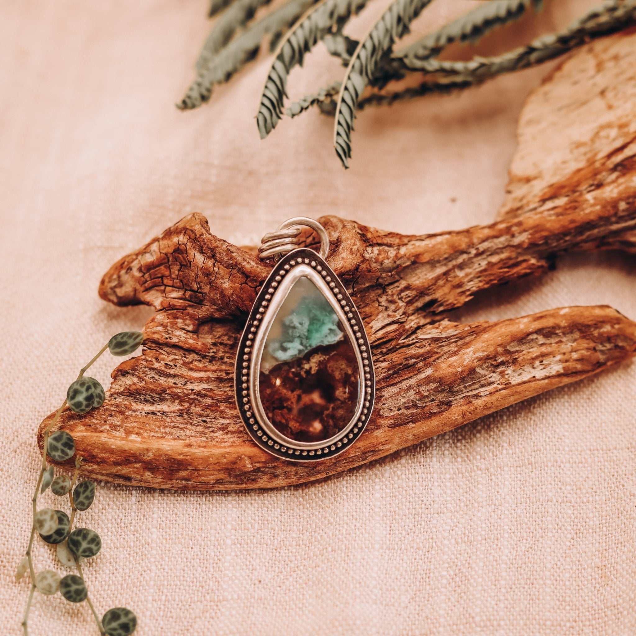 Mermaids Coral Moss Agate Necklace - Kowhai and Sage