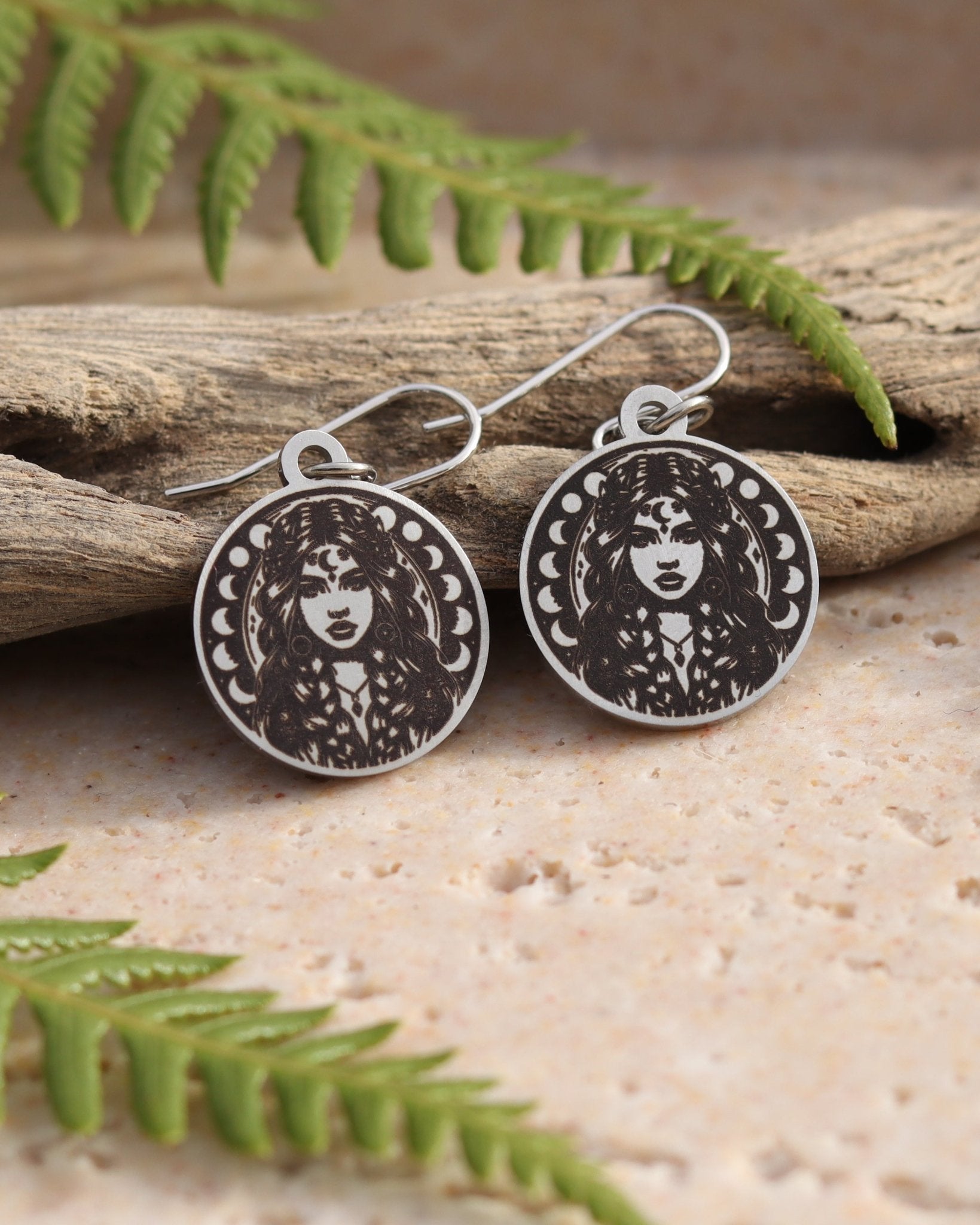 Moon Goddess Earrings - Kowhai and Sage