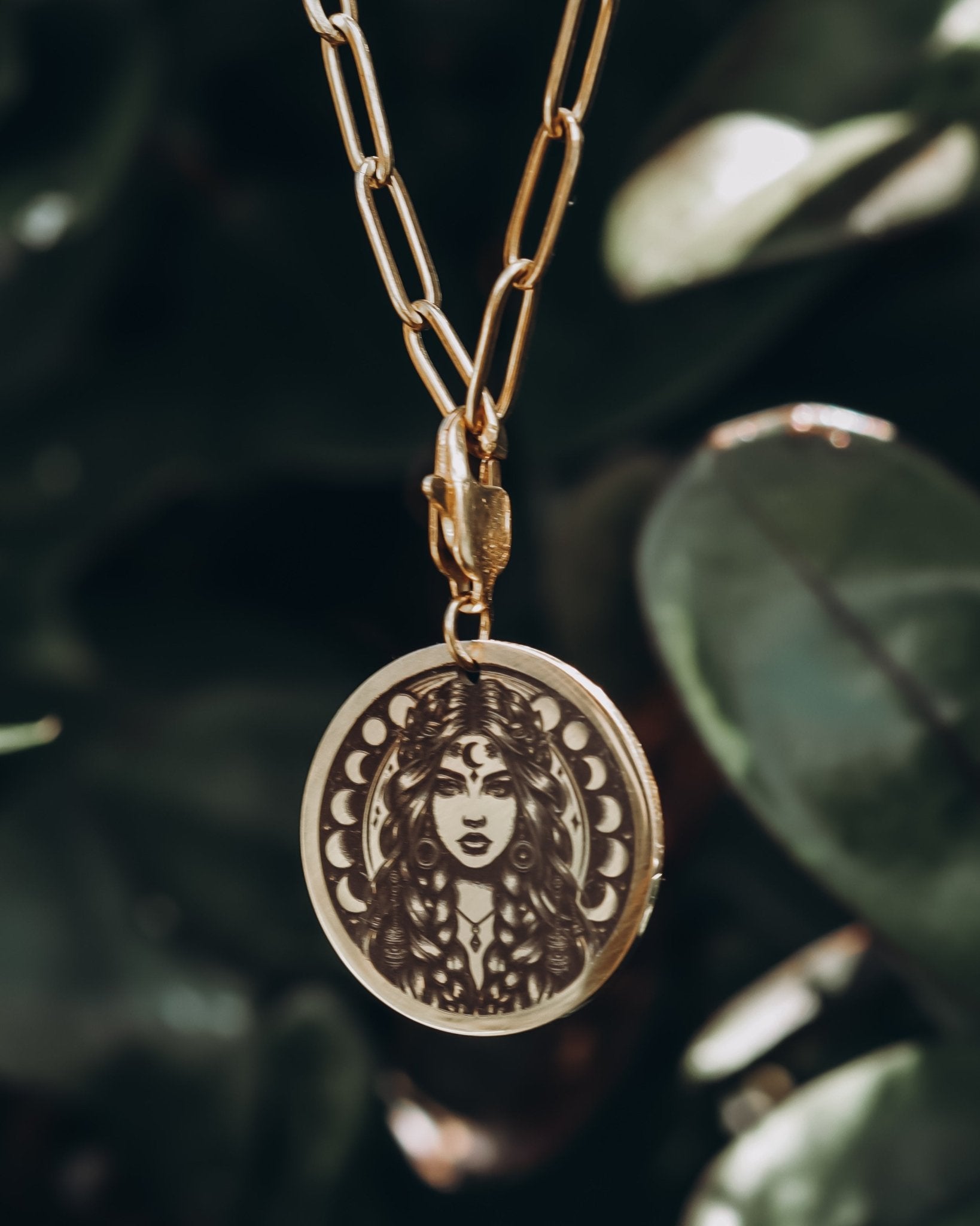 Moon Goddess Necklace - Kowhai and Sage