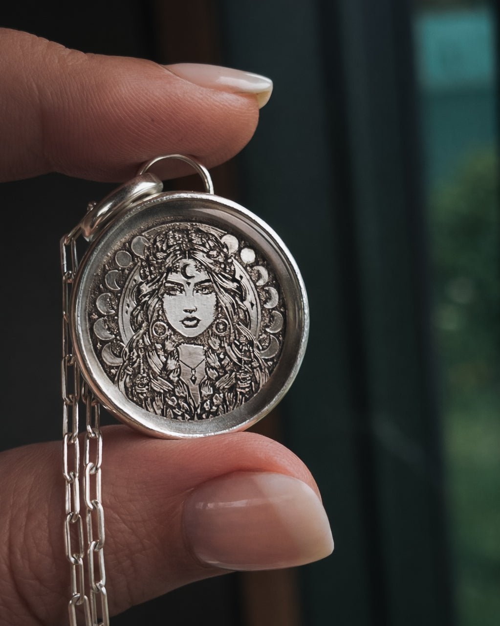 Moon Goddess Portal Necklace - Kowhai and Sage