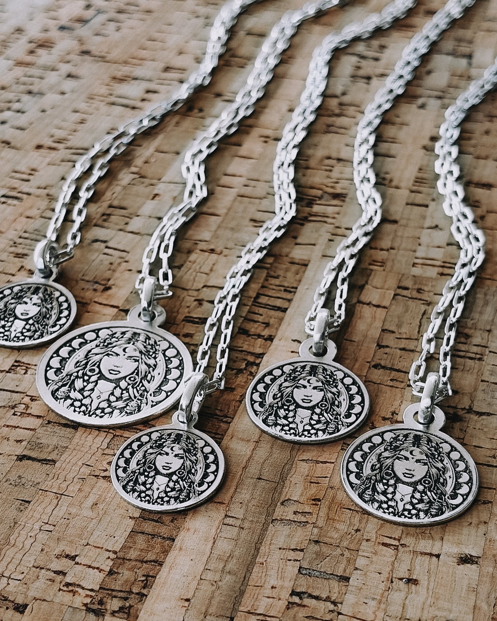 Moon Goddess Talisman Necklace - Kowhai and Sage