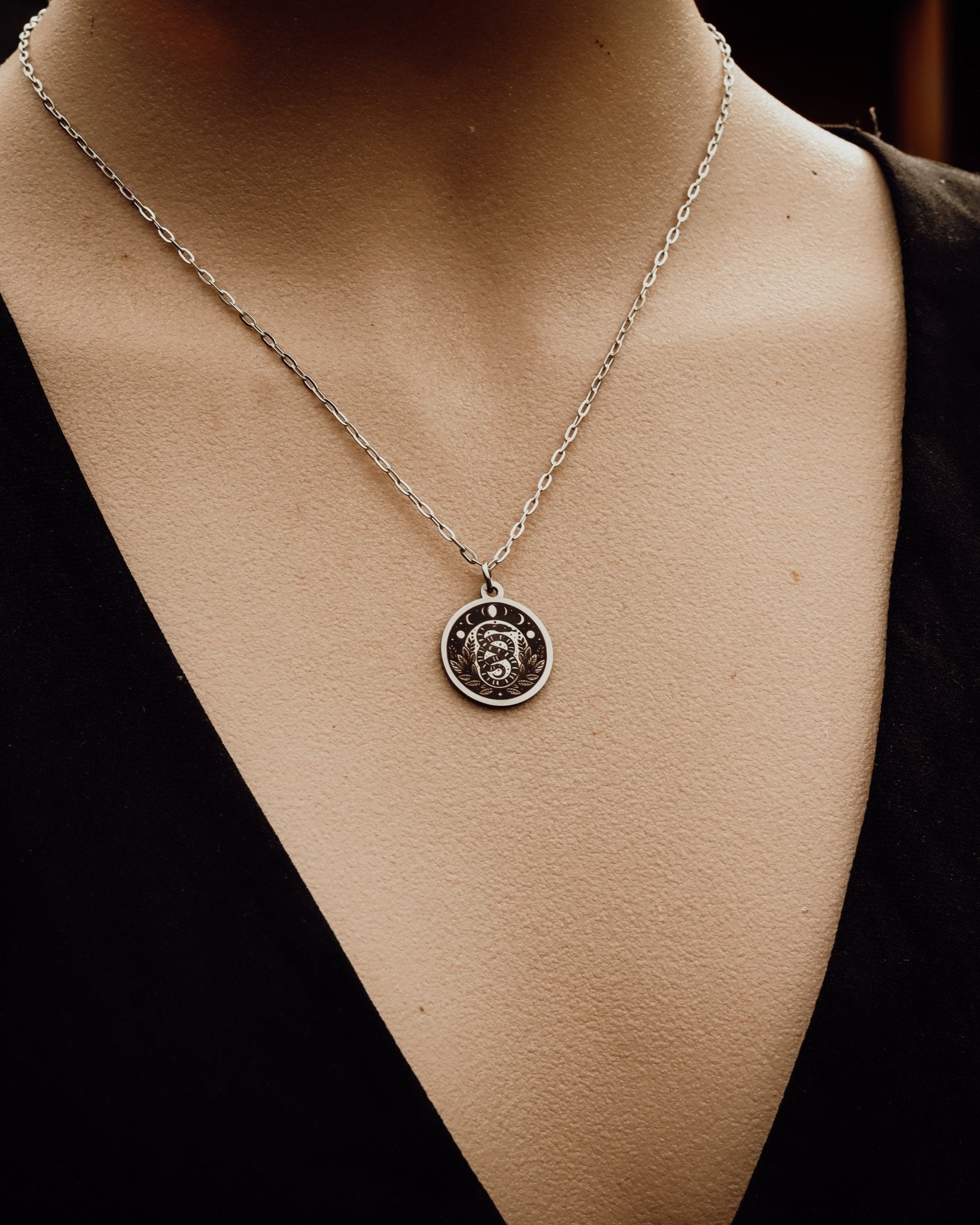 Moon Phase Snake Necklace - Kowhai and Sage