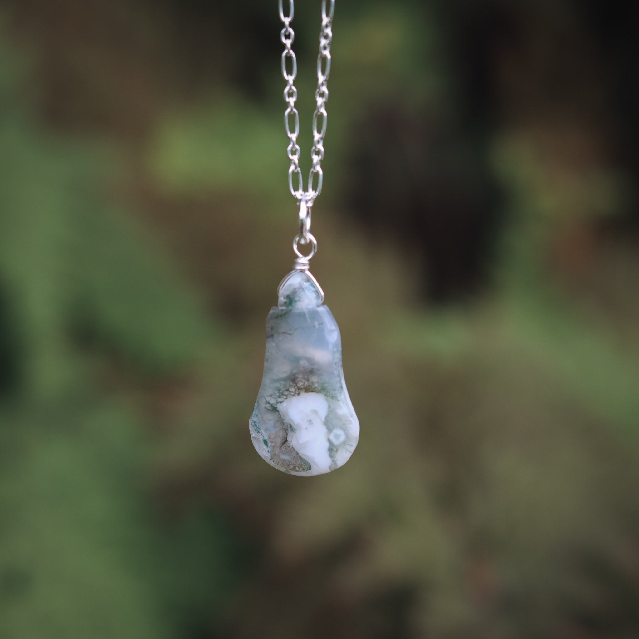 Moss Agate Necklace - Kowhai and Sage