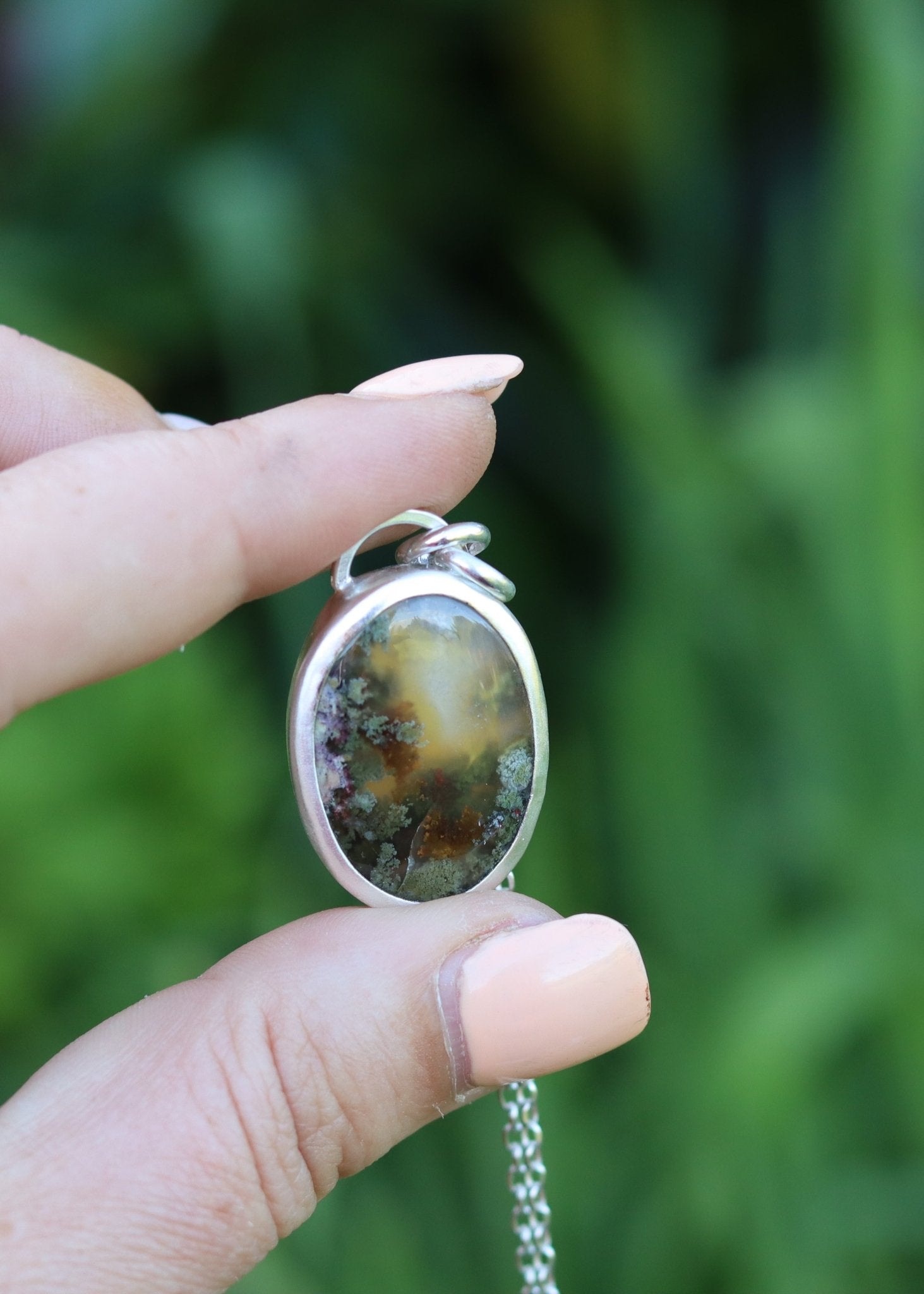 Moss Agate Necklace - Kowhai and Sage
