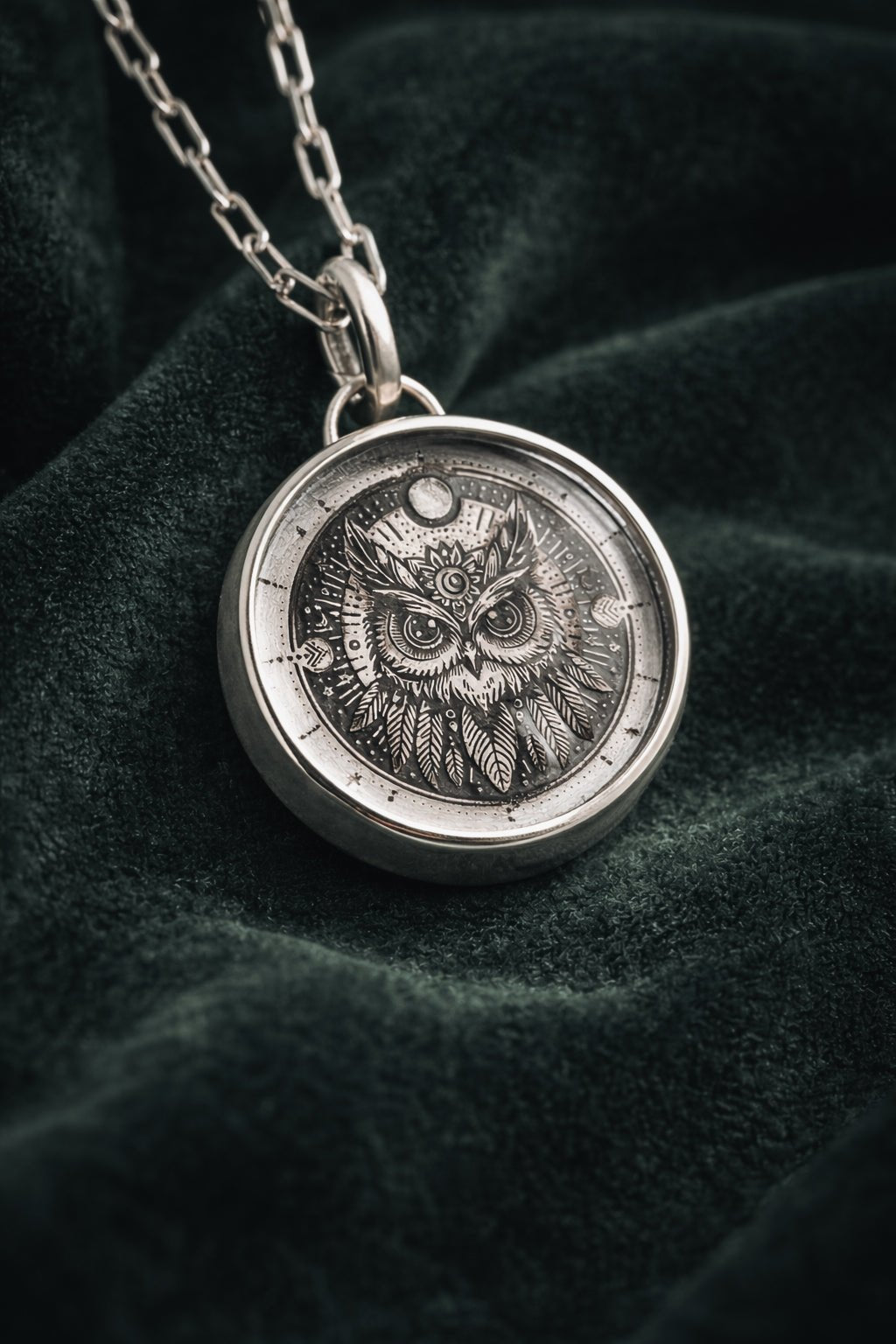Owl Portal Necklace - Kowhai and Sage