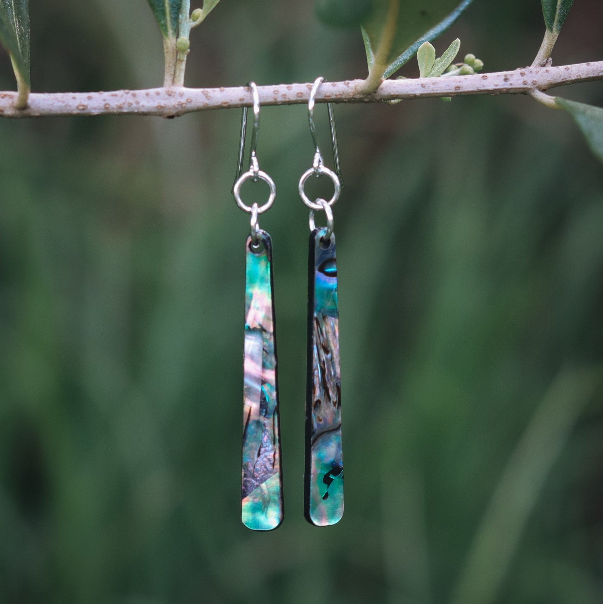 Paua Earrings - Kowhai and Sage