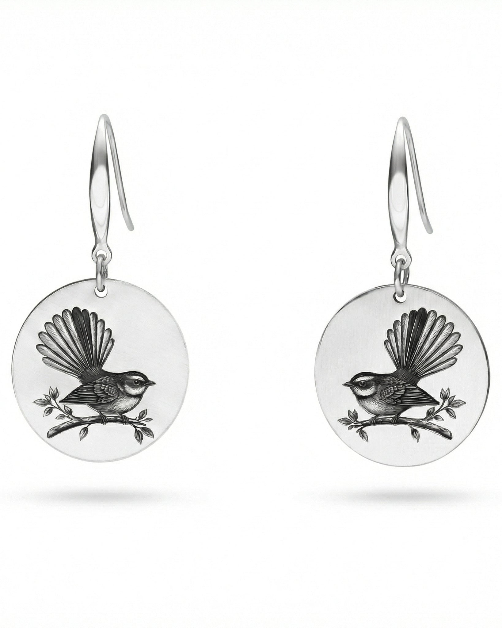Piwakawaka Fantail Earrings - Kowhai and Sage