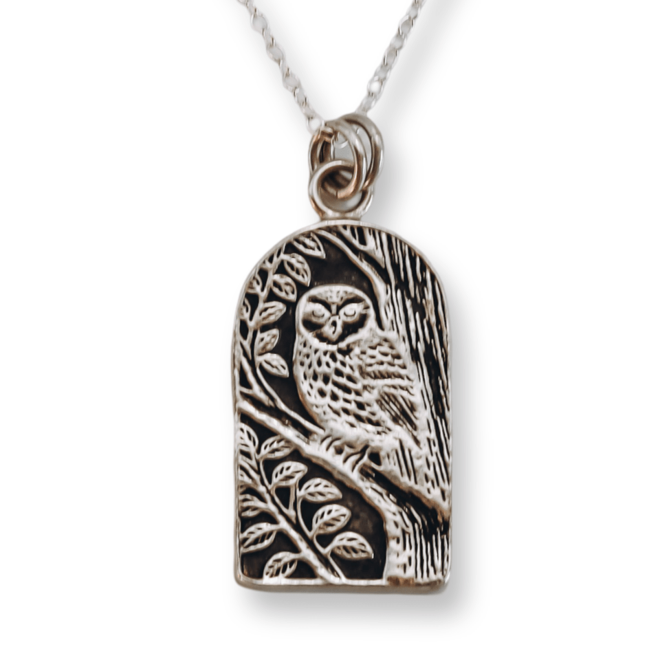 Ruru Morepork Arch Necklace - Kowhai and Sage