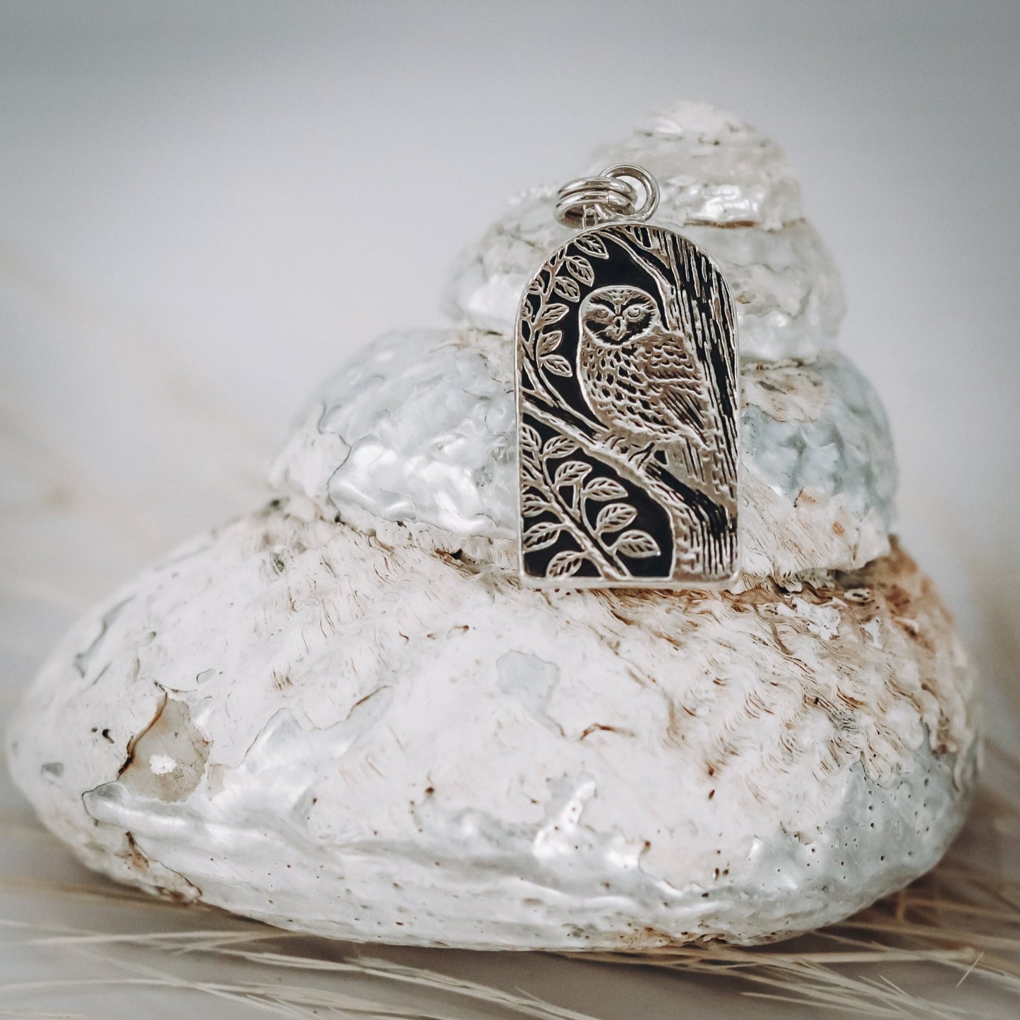 Ruru Morepork Arch Necklace - Kowhai and Sage