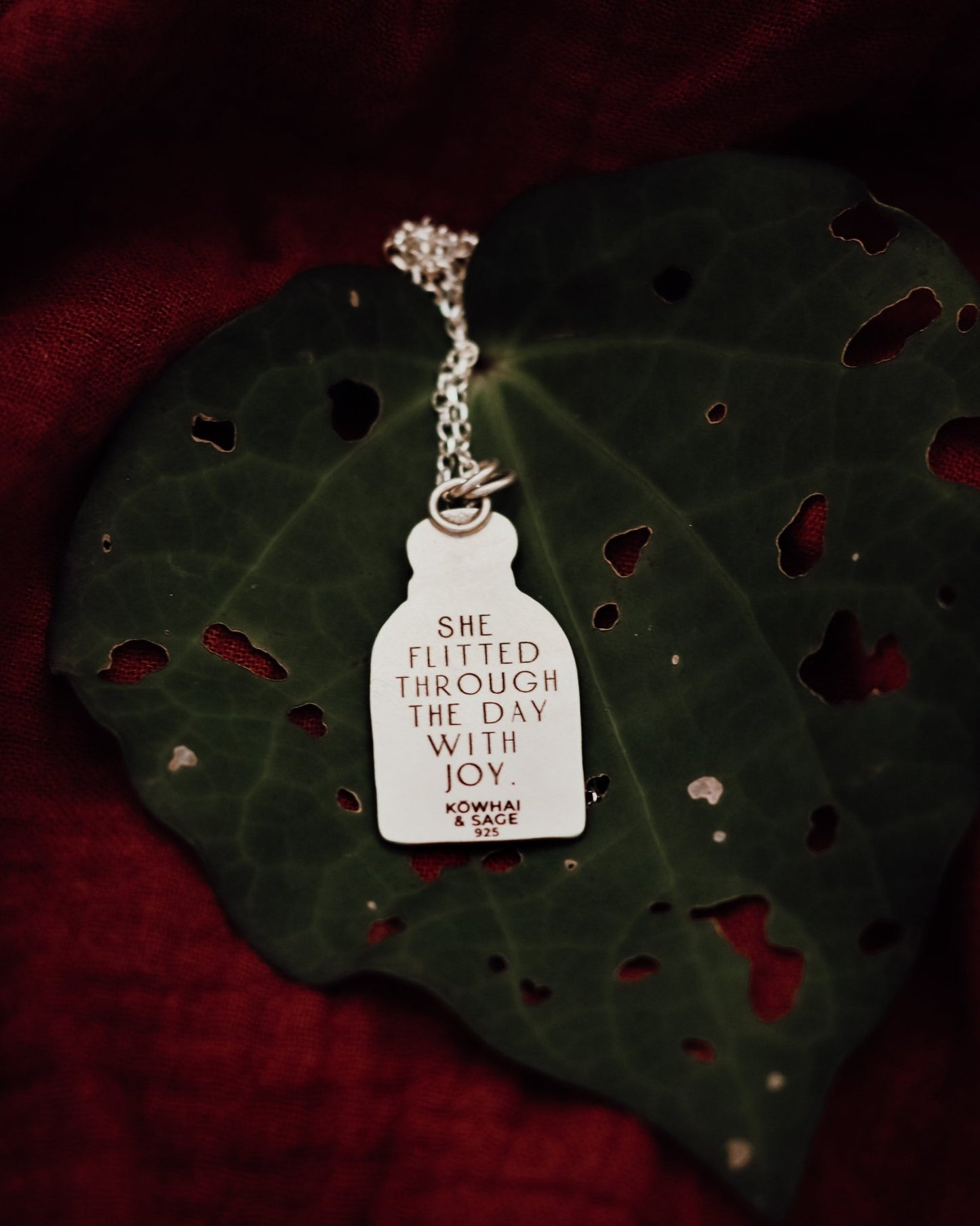 "She Flitted Through The Day With Joy" Piwakawaka Fantail Necklace - Kowhai and Sage