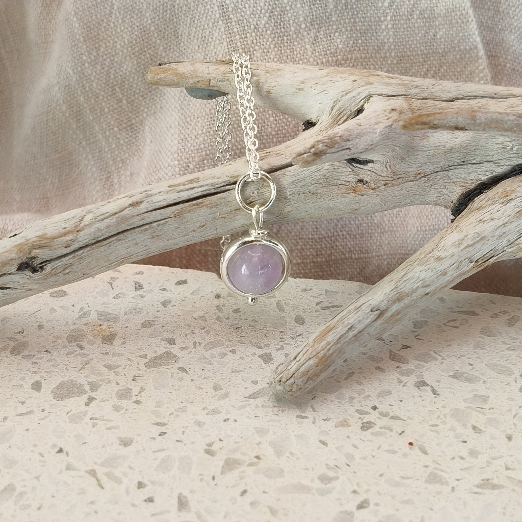 Silver Crystal Spinning Bead Fidget Necklace - Kowhai and Sage