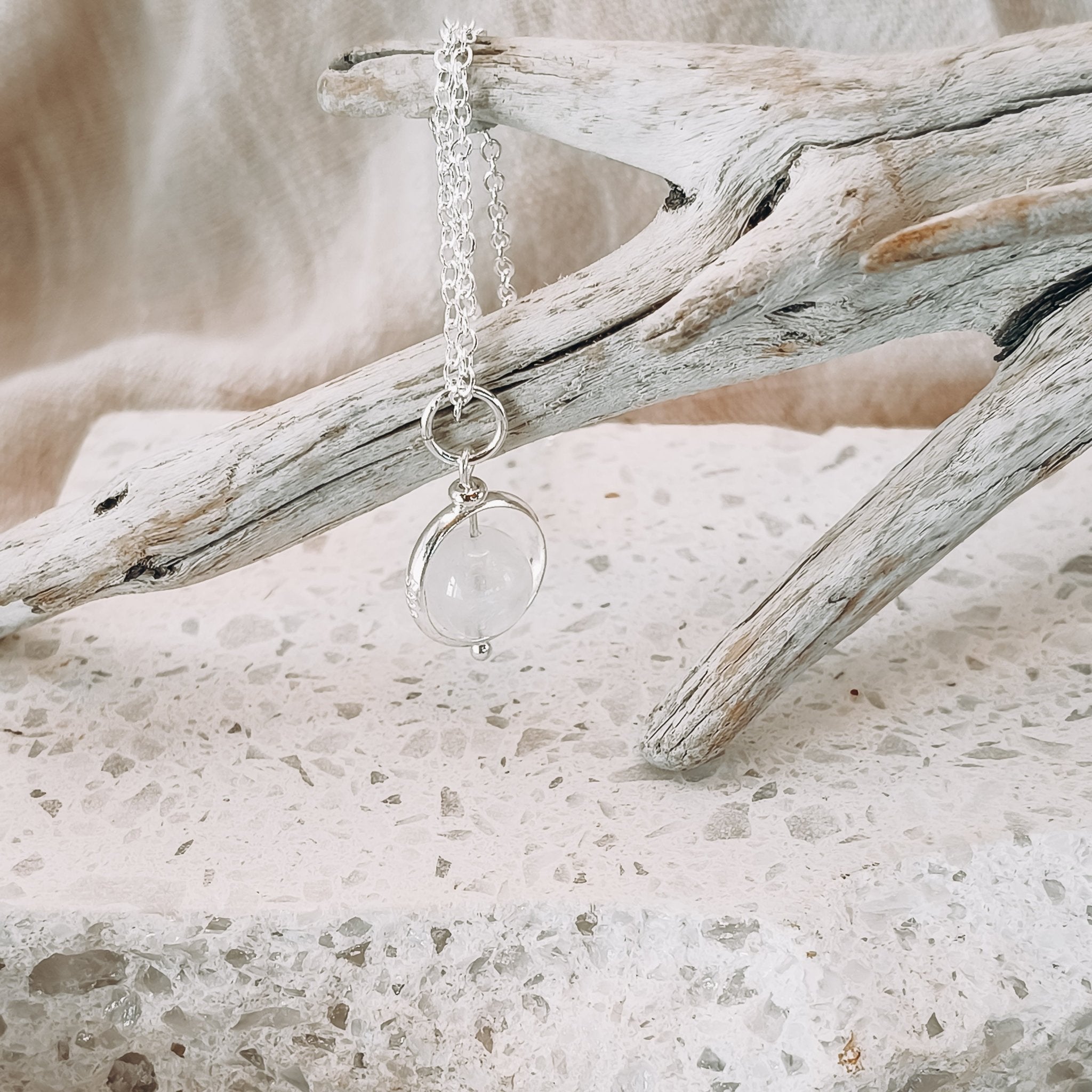 Silver Crystal Spinning Bead Fidget Necklace - Kowhai and Sage