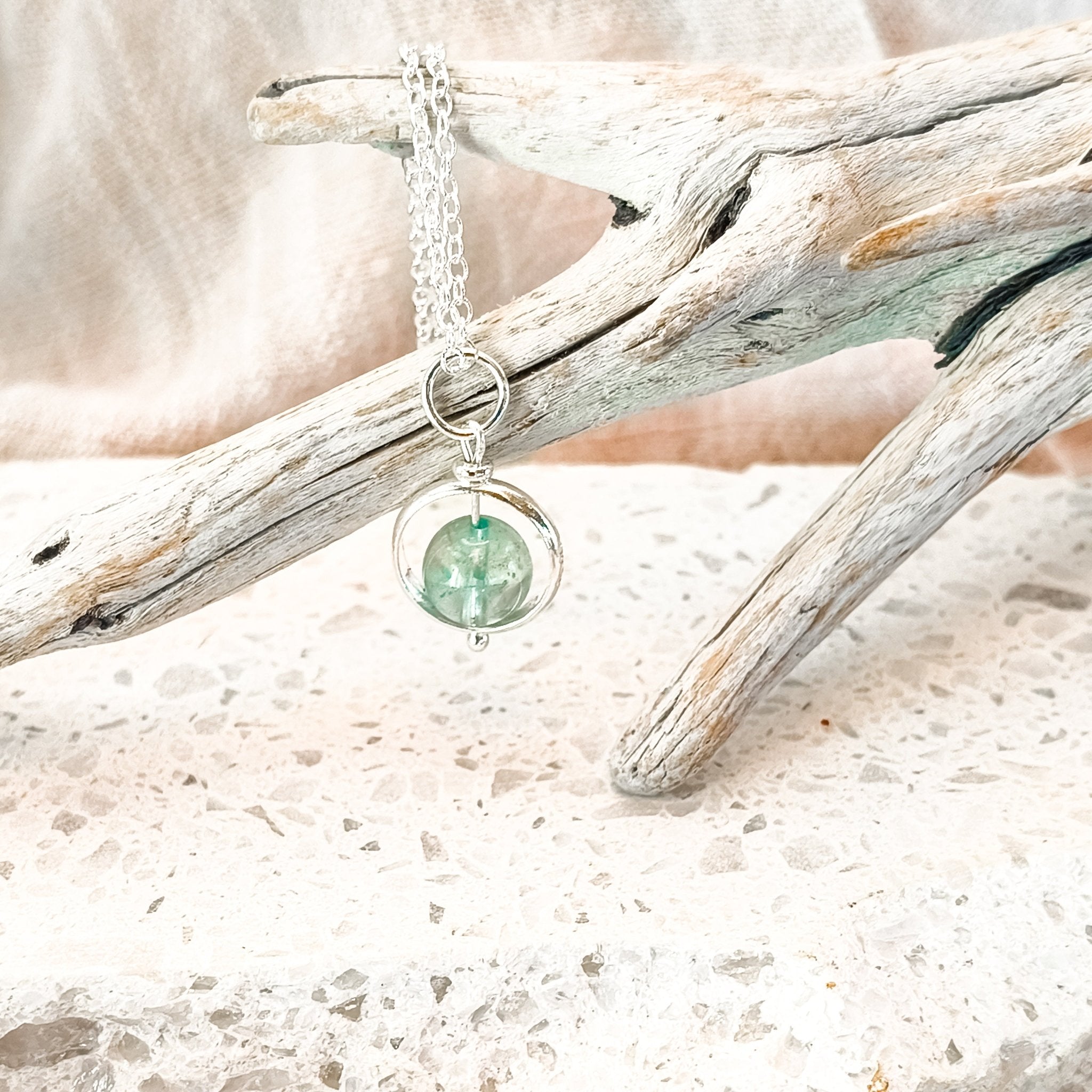 Silver Crystal Spinning Bead Fidget Necklace - Kowhai and Sage