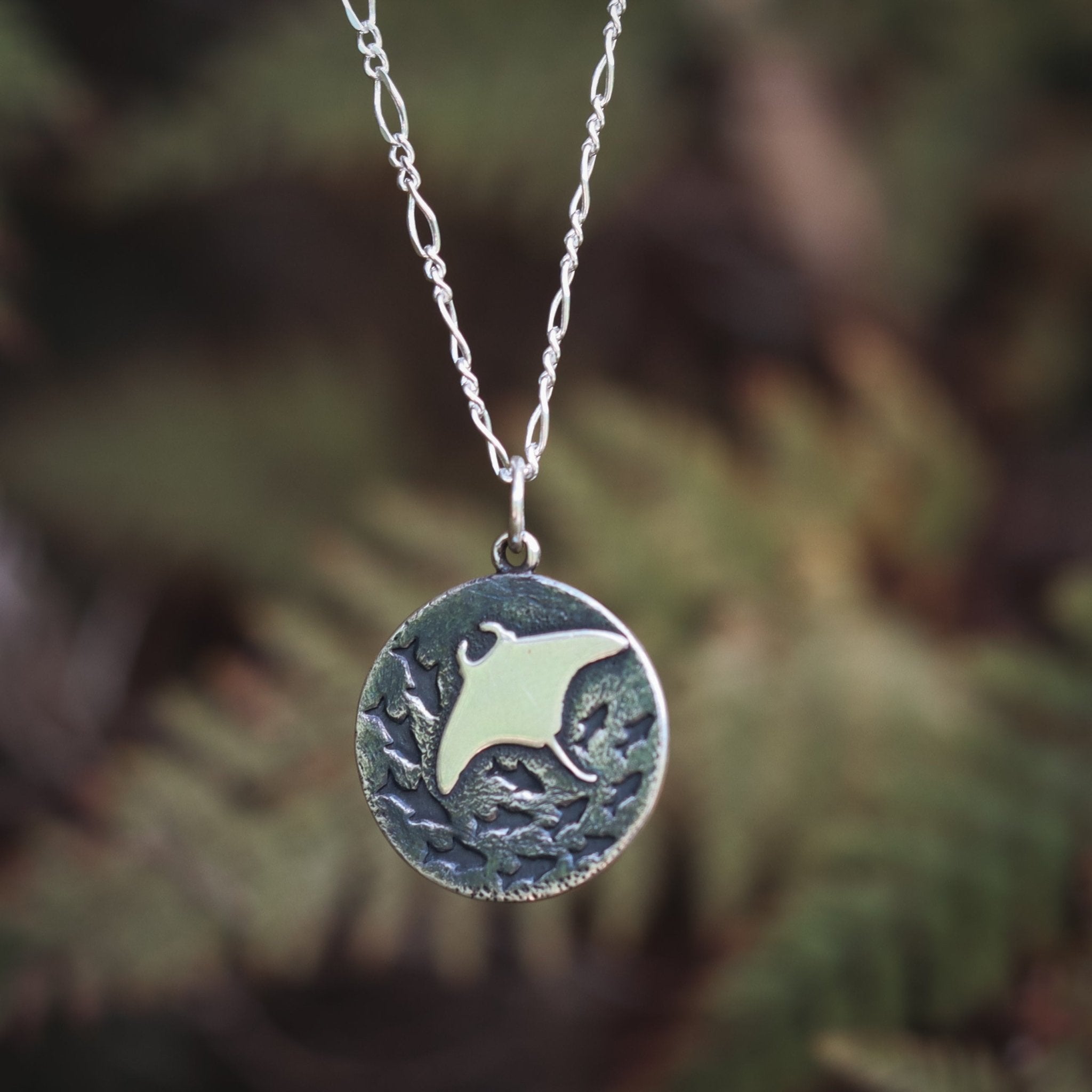 Silver Manta Ray Necklace - Kowhai and Sage