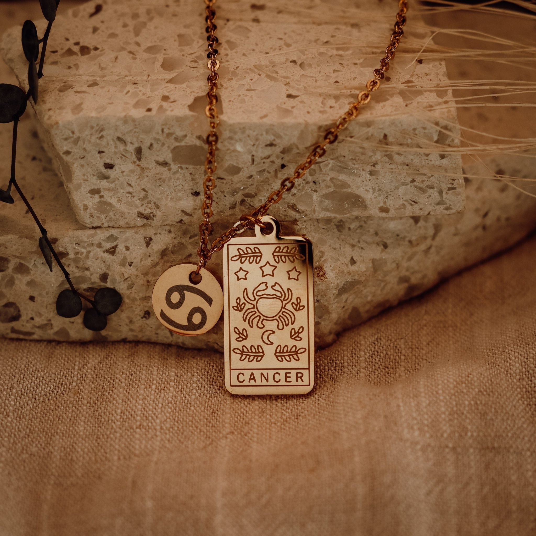 Star Sign Necklace - Kowhai and Sage