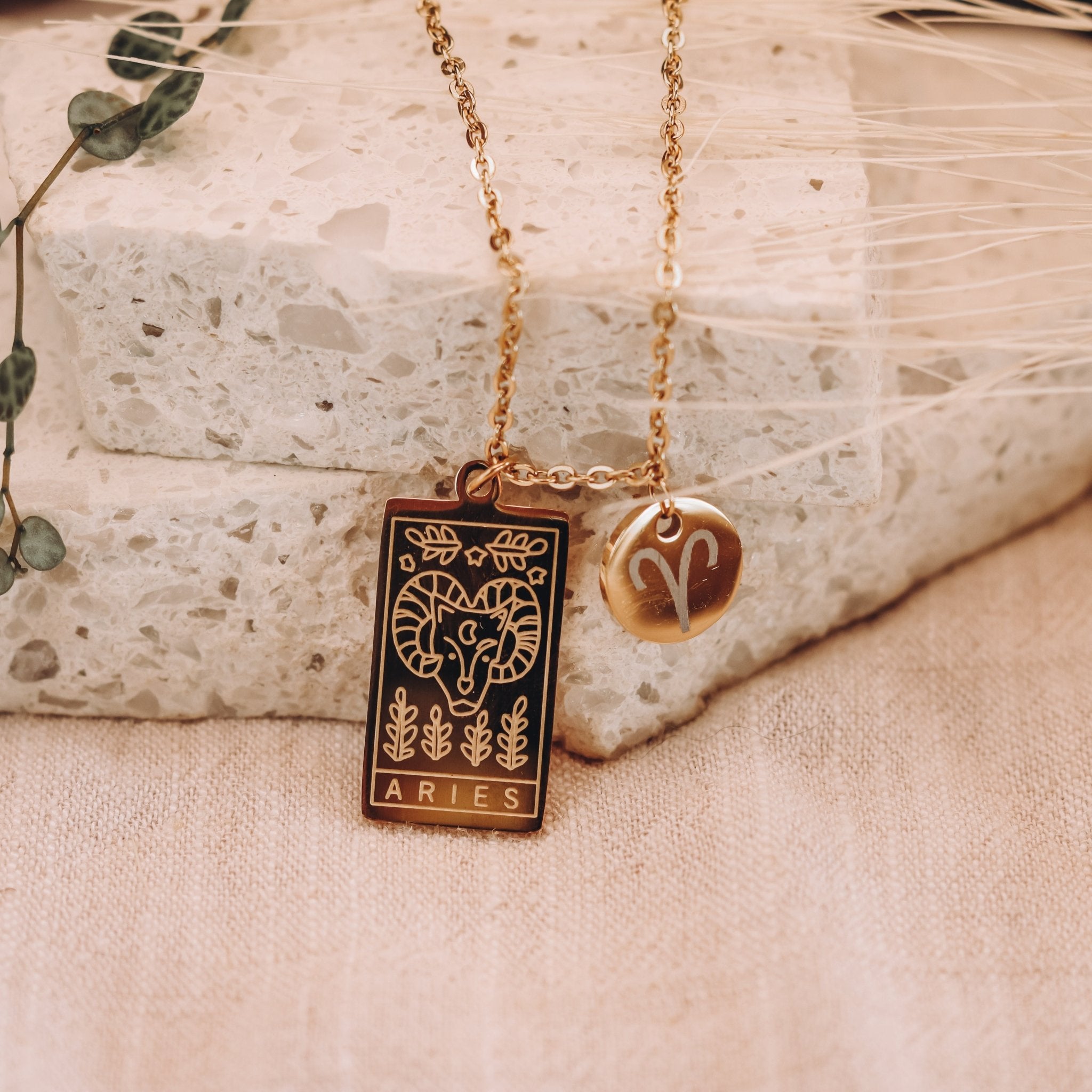 Star Sign Necklace - Kowhai and Sage